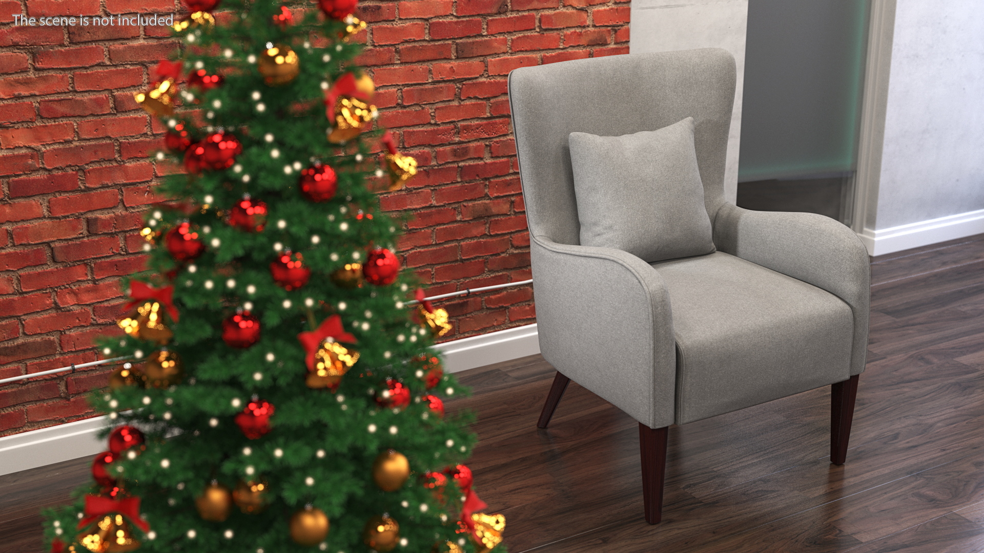 3D Curved Arm Accent Chair Gray model