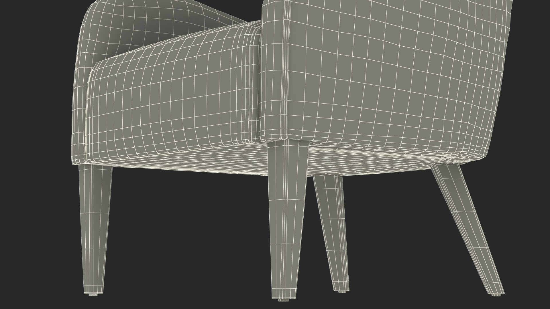3D Curved Arm Accent Chair Gray model