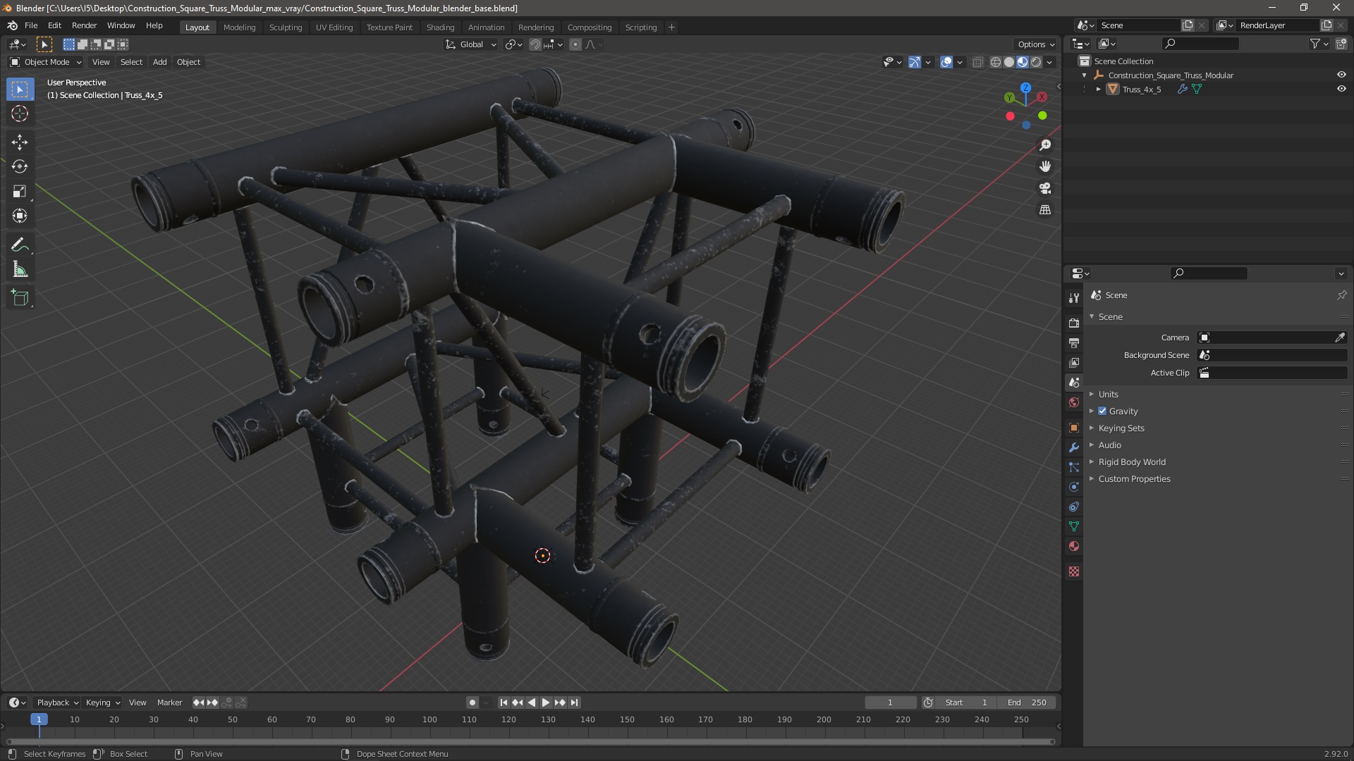 3D Construction Square Truss Modular model