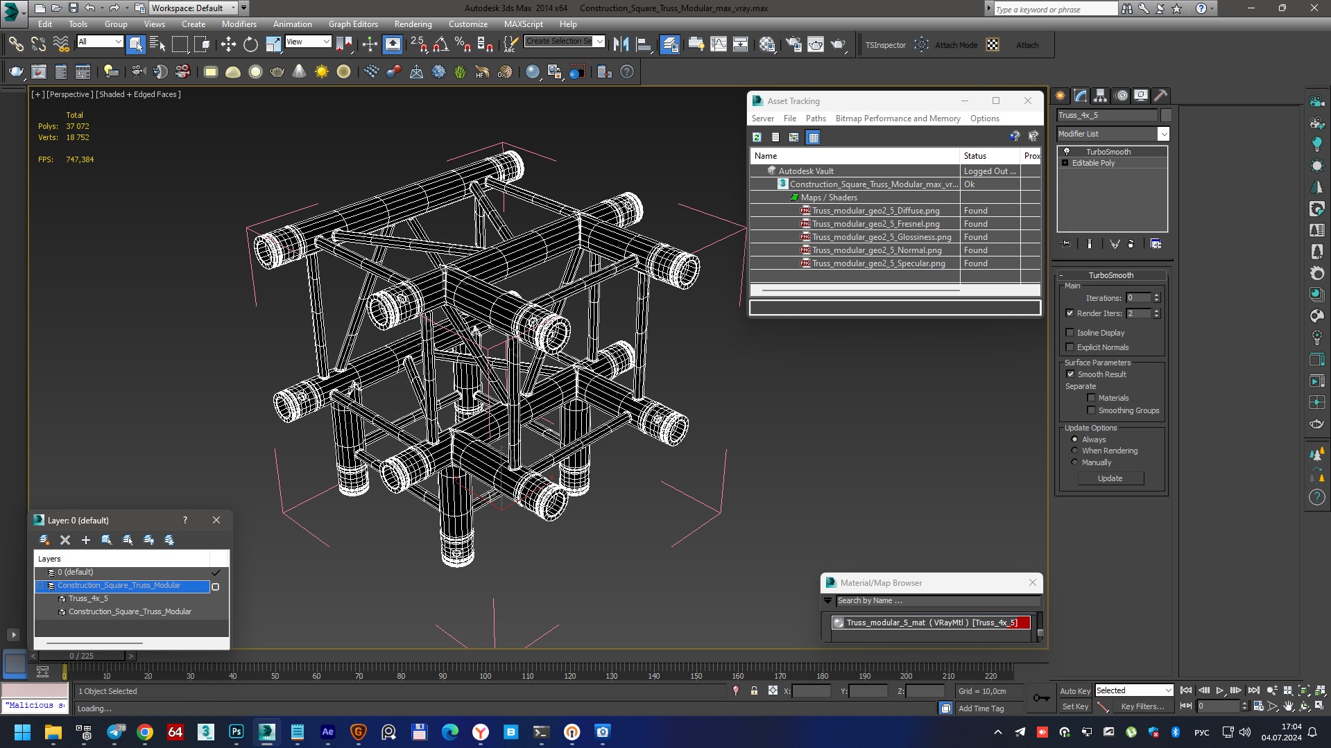 3D Construction Square Truss Modular model