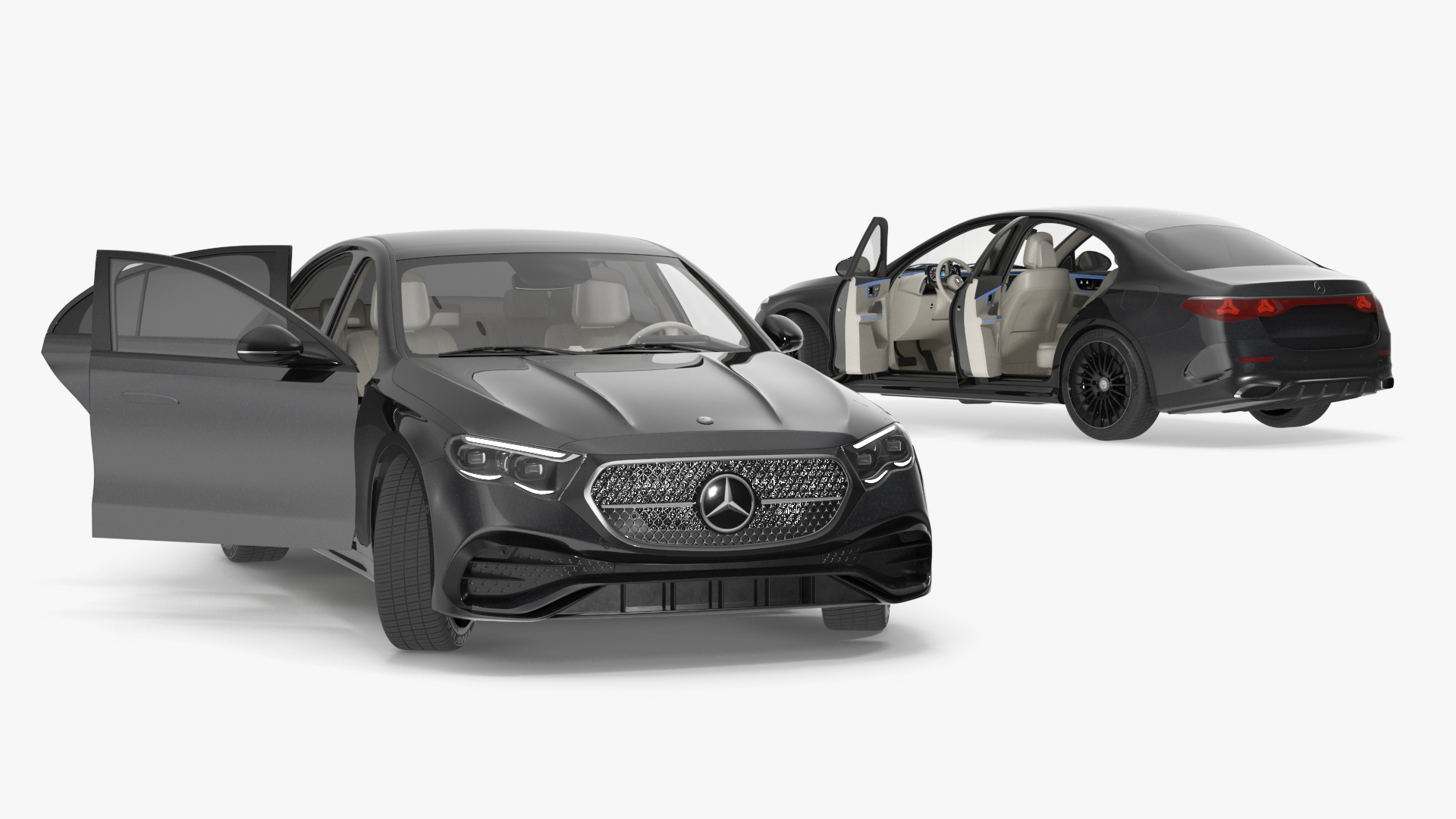 3D Mercedes E-Class 2023 Black Rigged for Maya model