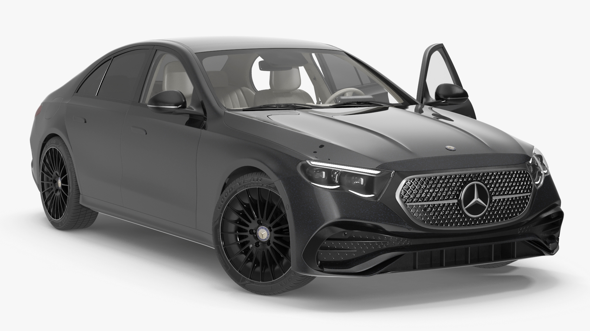 3D Mercedes E-Class 2023 Black Rigged for Maya model