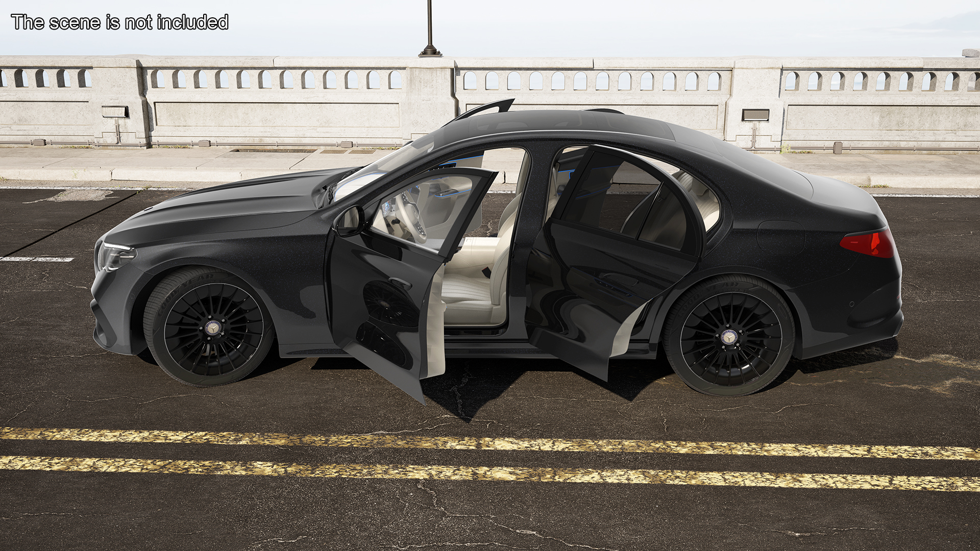 3D Mercedes E-Class 2023 Black Rigged for Maya model