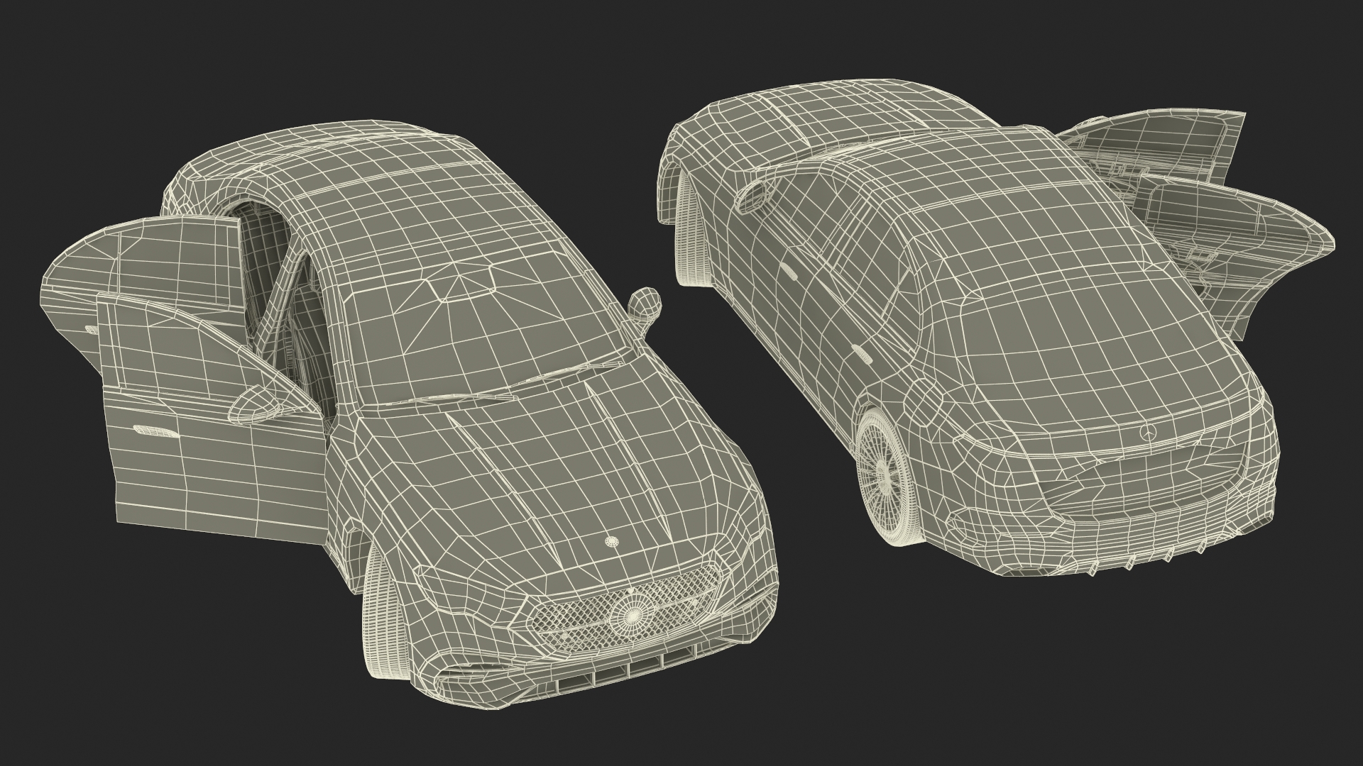 3D Mercedes E-Class 2023 Black Rigged for Maya model