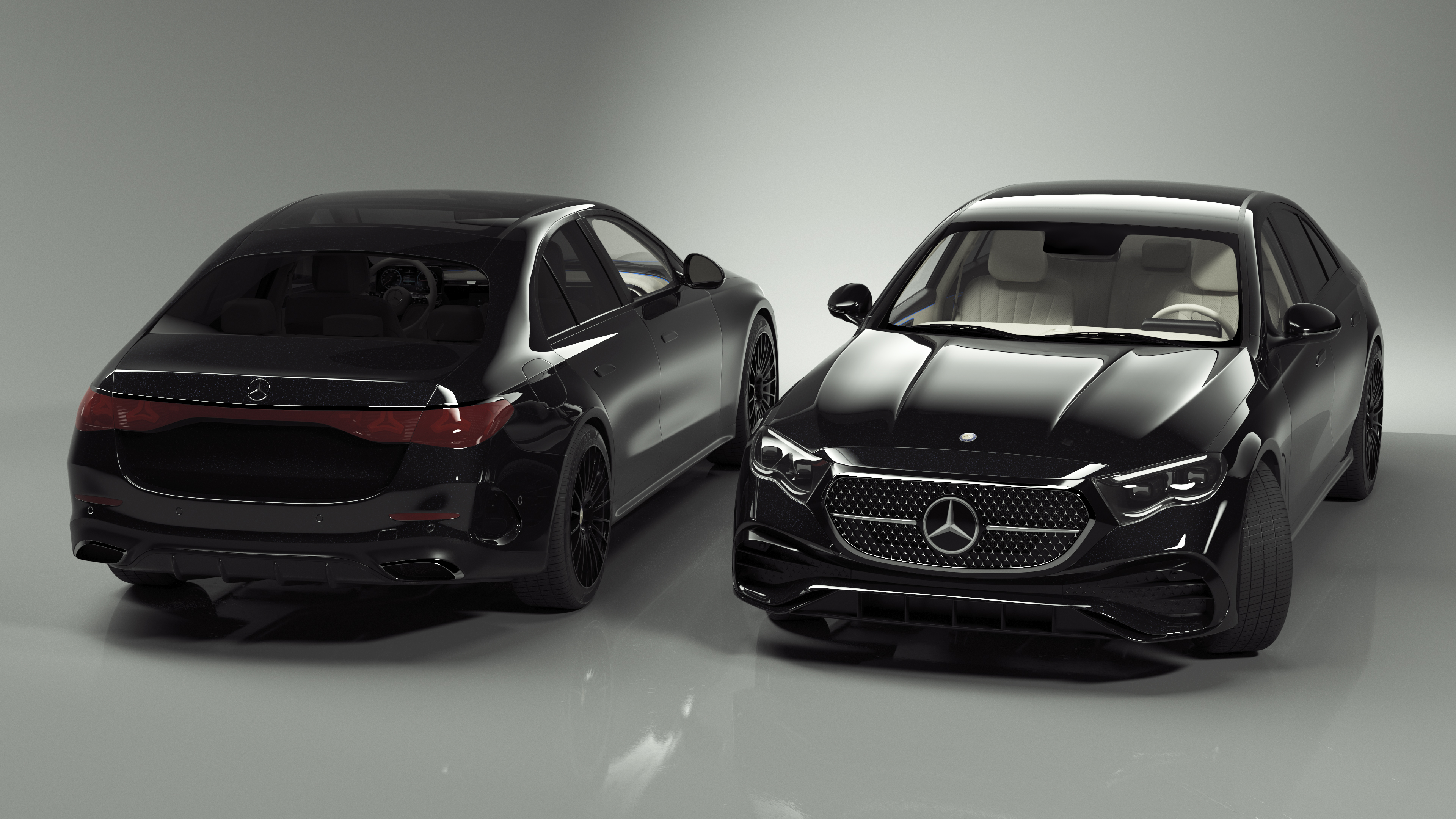 3D Mercedes E-Class 2023 Black Rigged for Maya model