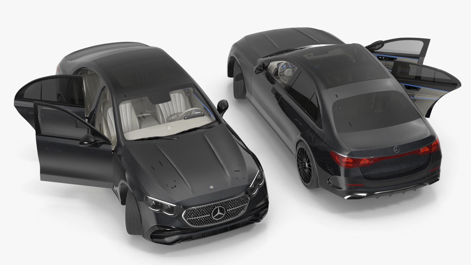 3D Mercedes E-Class 2023 Black Rigged for Maya model