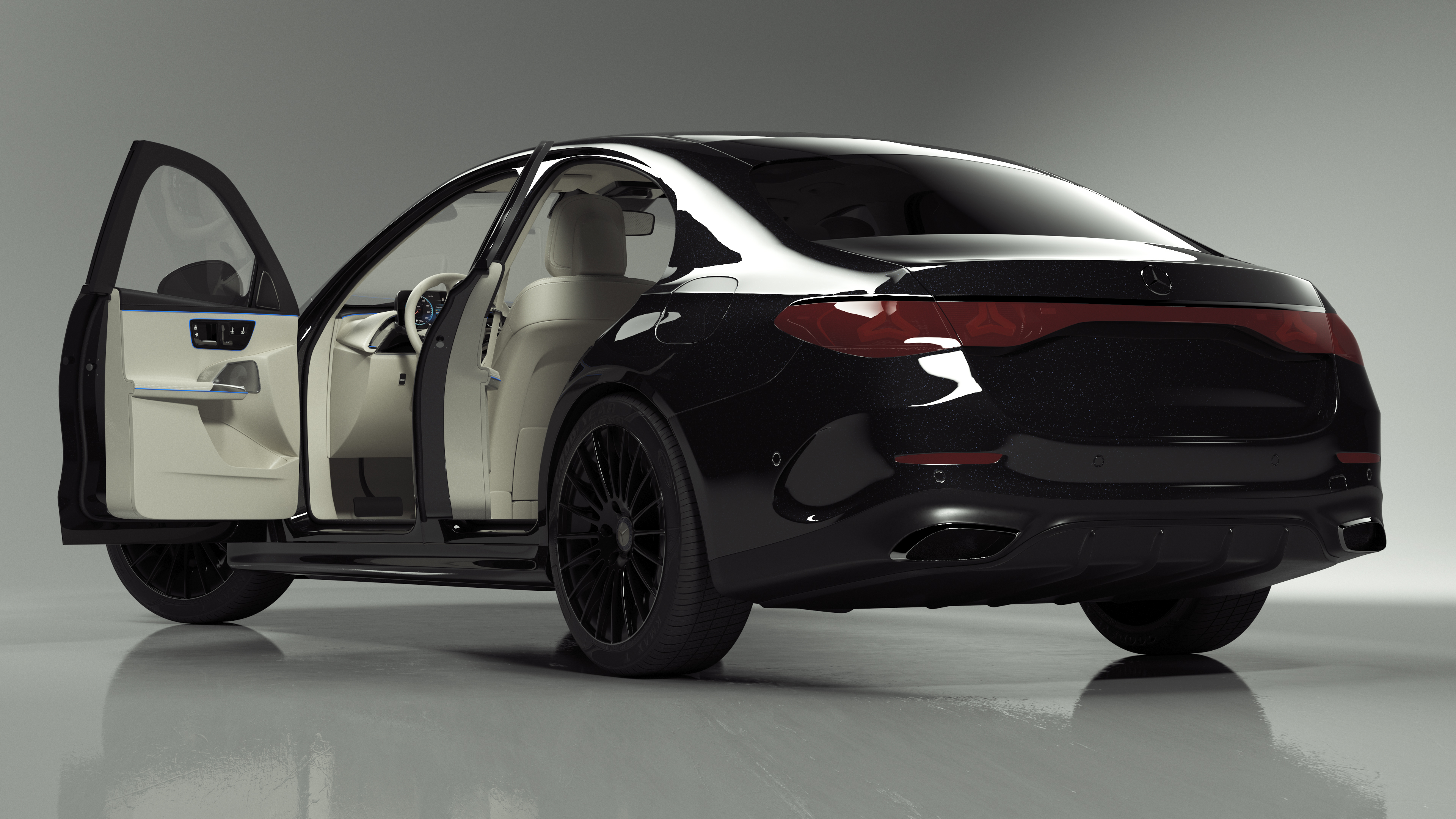 3D Mercedes E-Class 2023 Black Rigged for Maya model