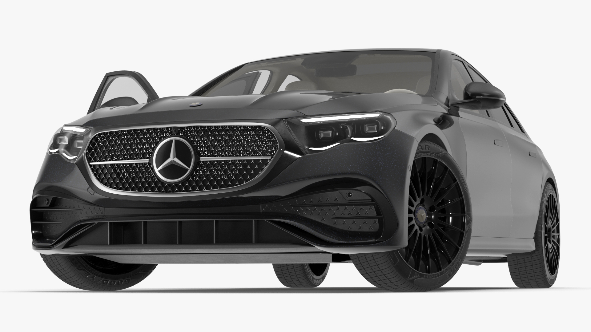 3D Mercedes E-Class 2023 Black Rigged for Maya model
