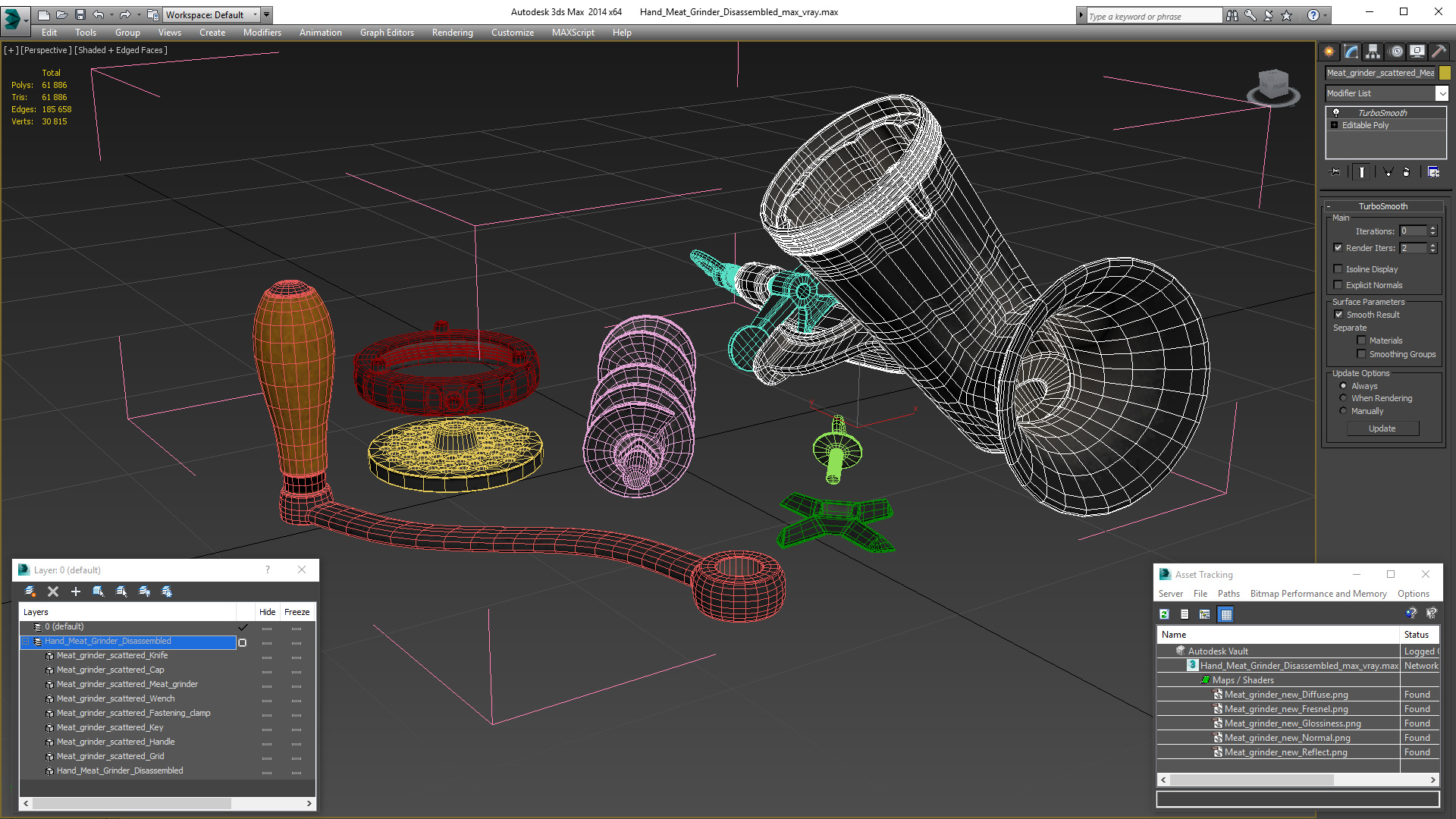 3D model Hand Meat Grinder Disassembled