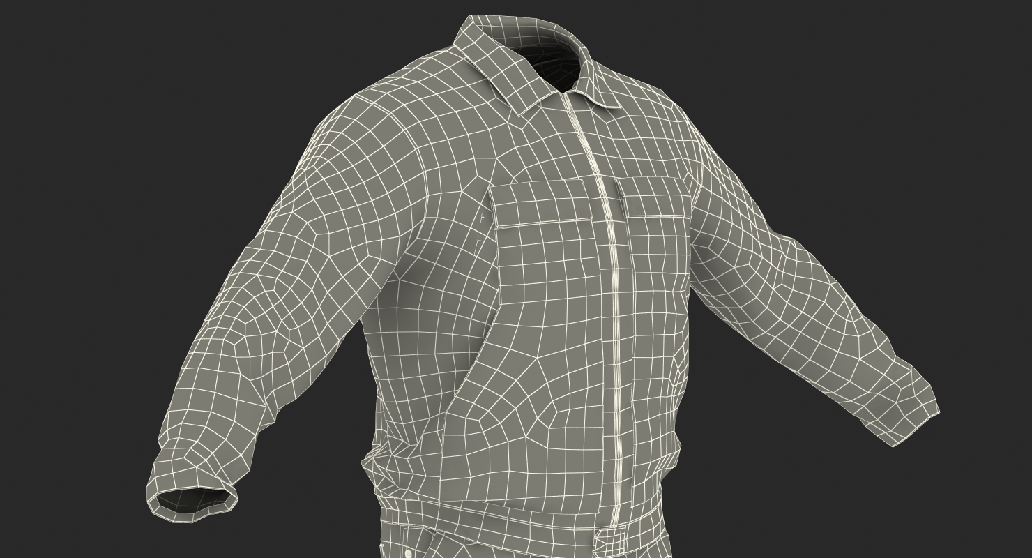 Long Sleeve Coveralls Uniform 3D model