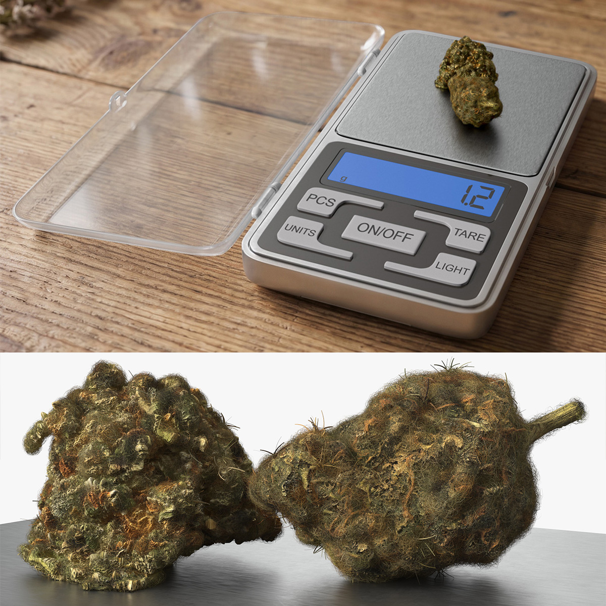 Pocket Digital Scale with Cannabis Buds Fur
