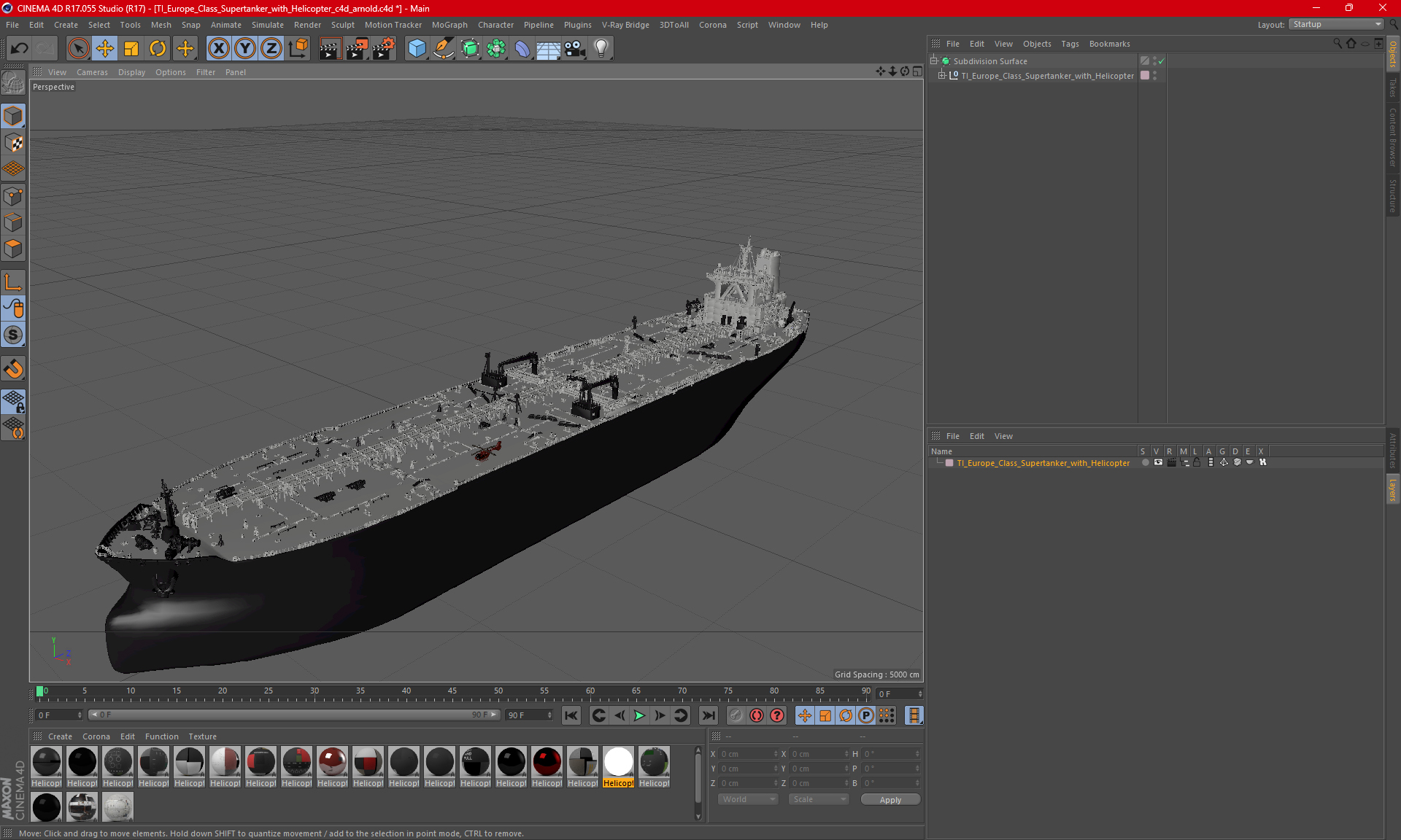 3D TI Europe Class Supertanker with Helicopter model