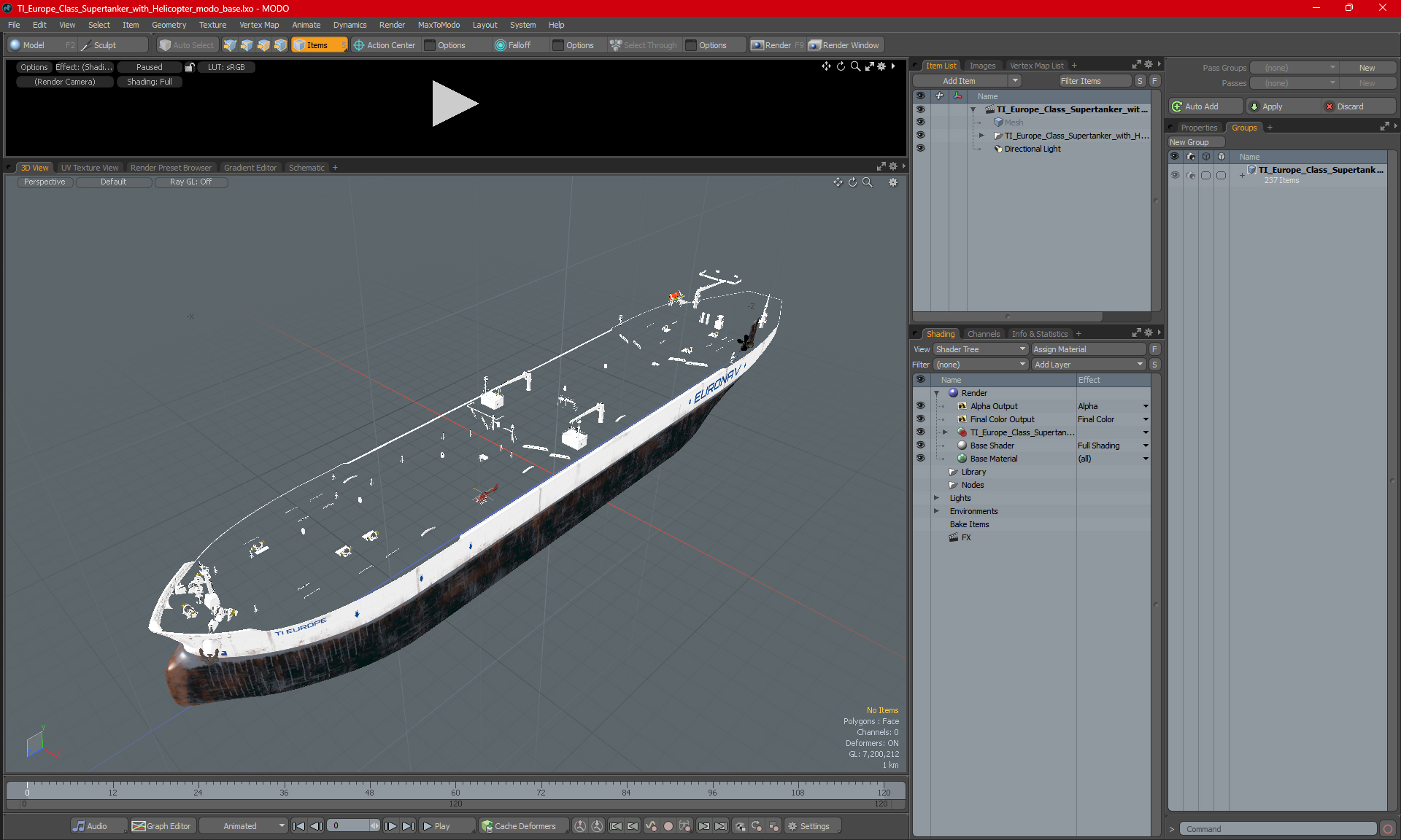 3D TI Europe Class Supertanker with Helicopter model
