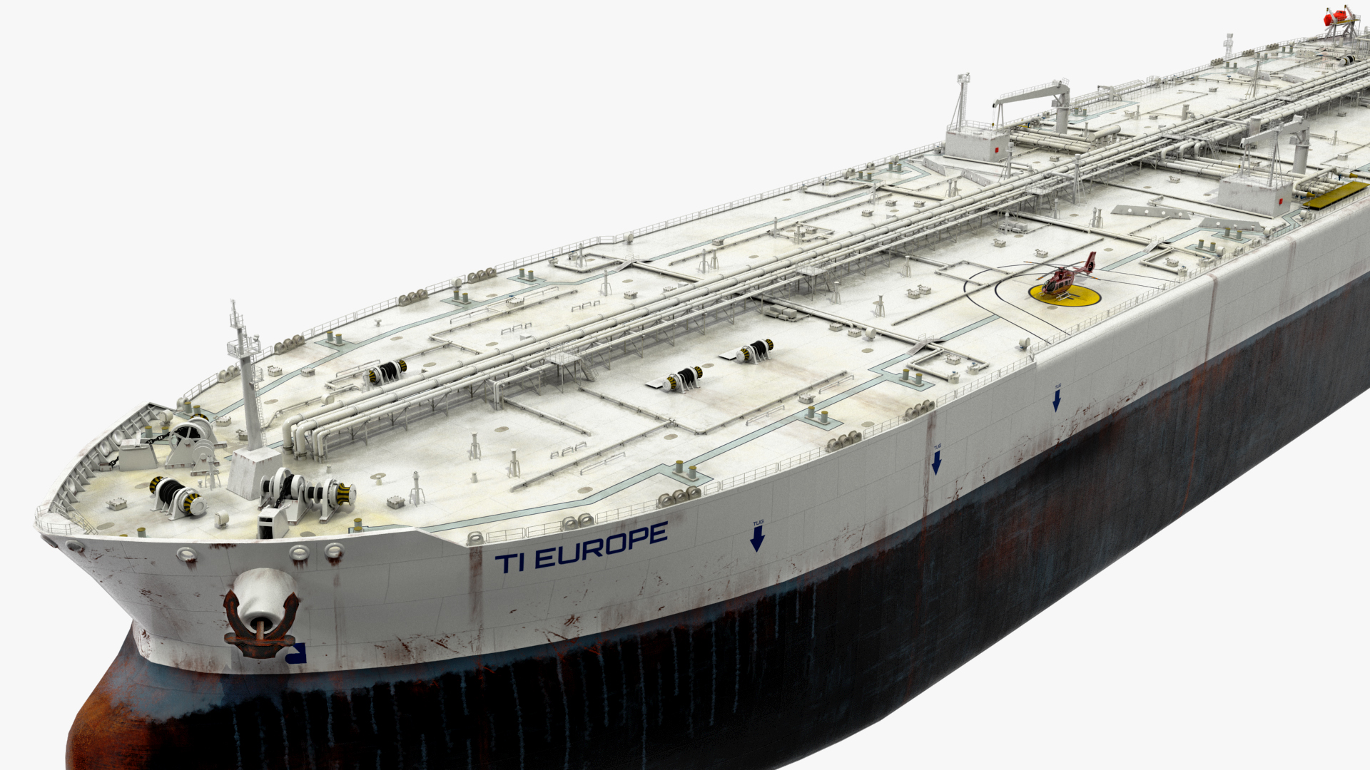 3D TI Europe Class Supertanker with Helicopter model
