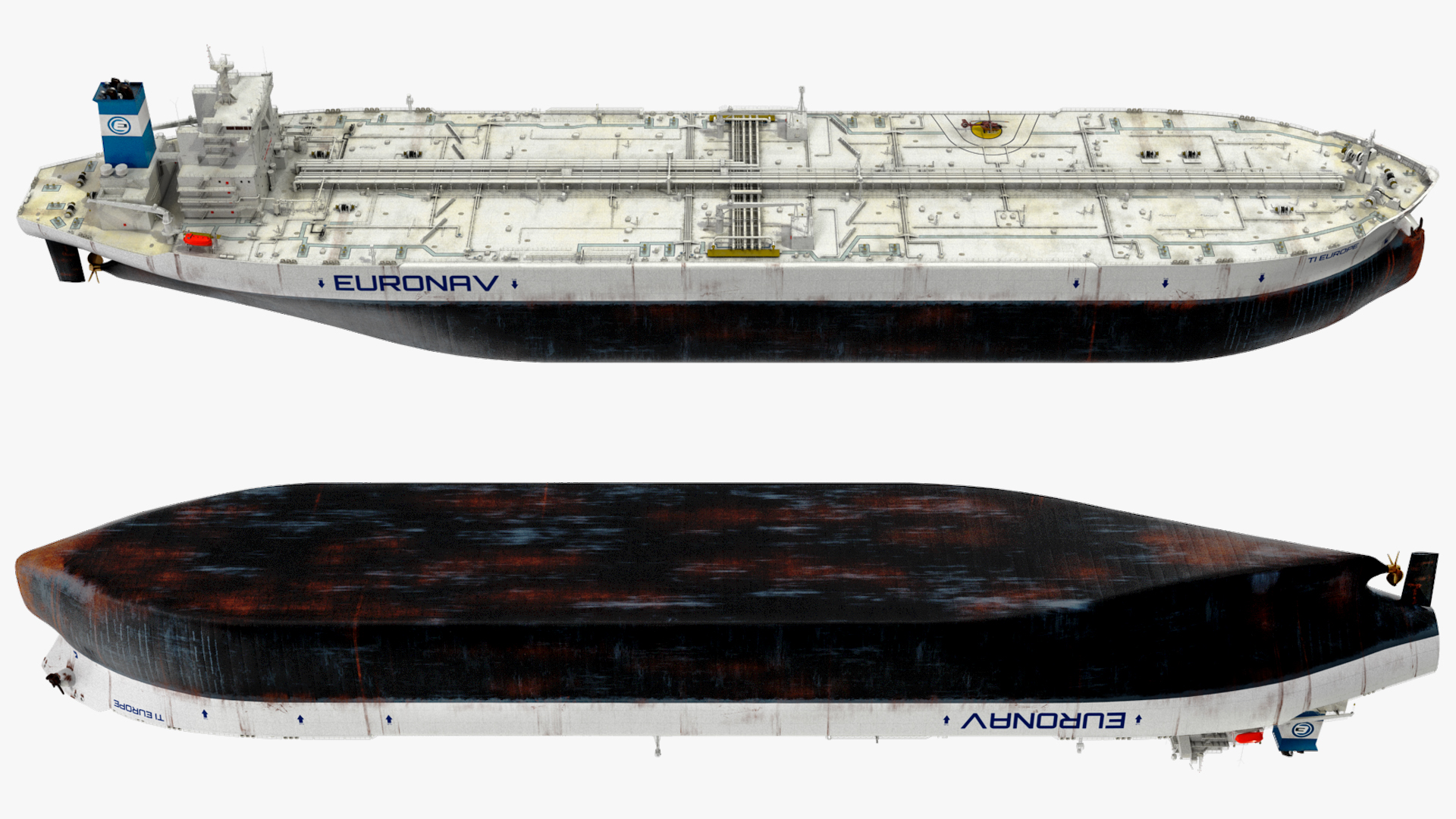 3D TI Europe Class Supertanker with Helicopter model