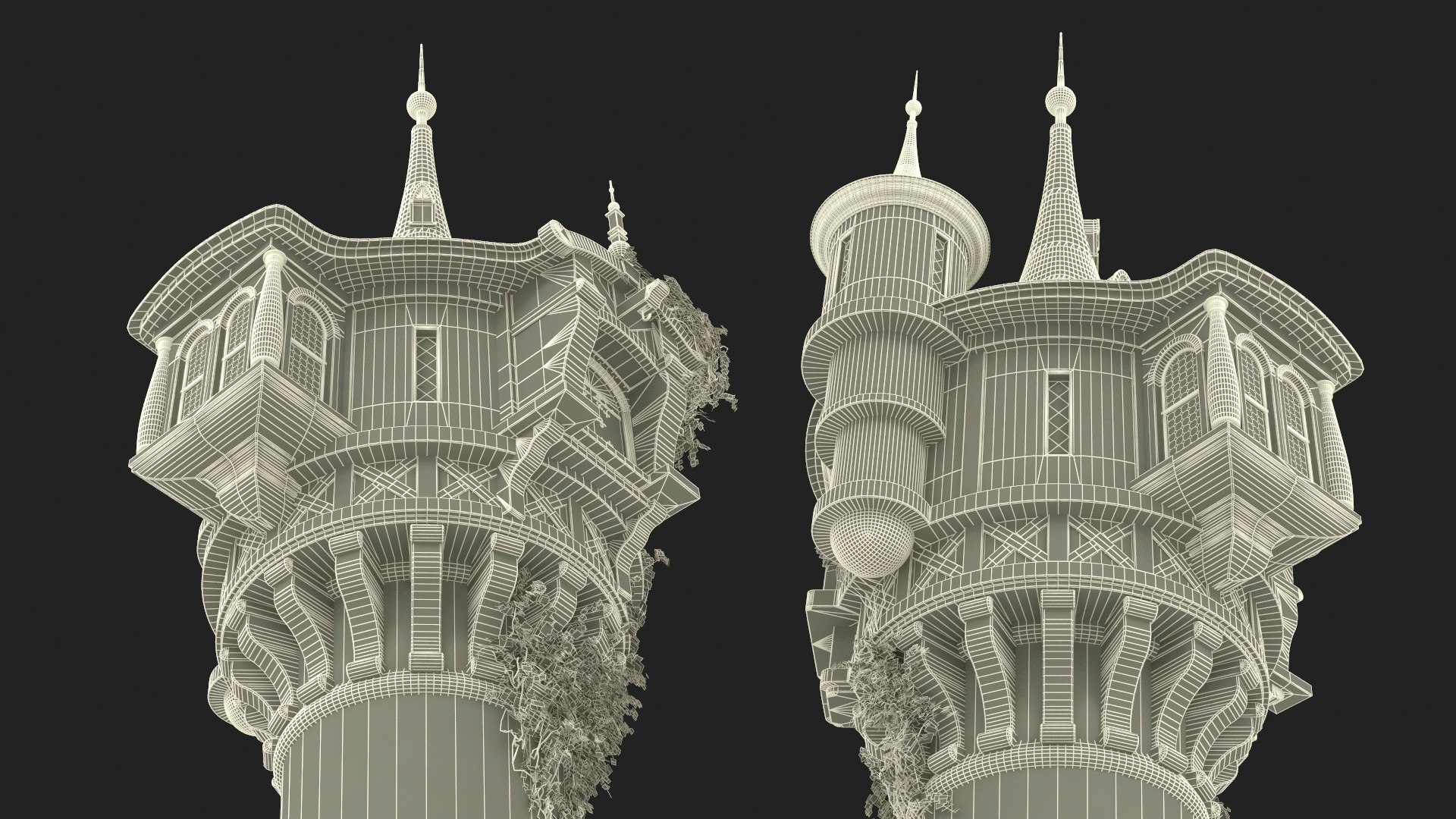 Fantastic Dragon and Rapunzel Castle Tower 3D