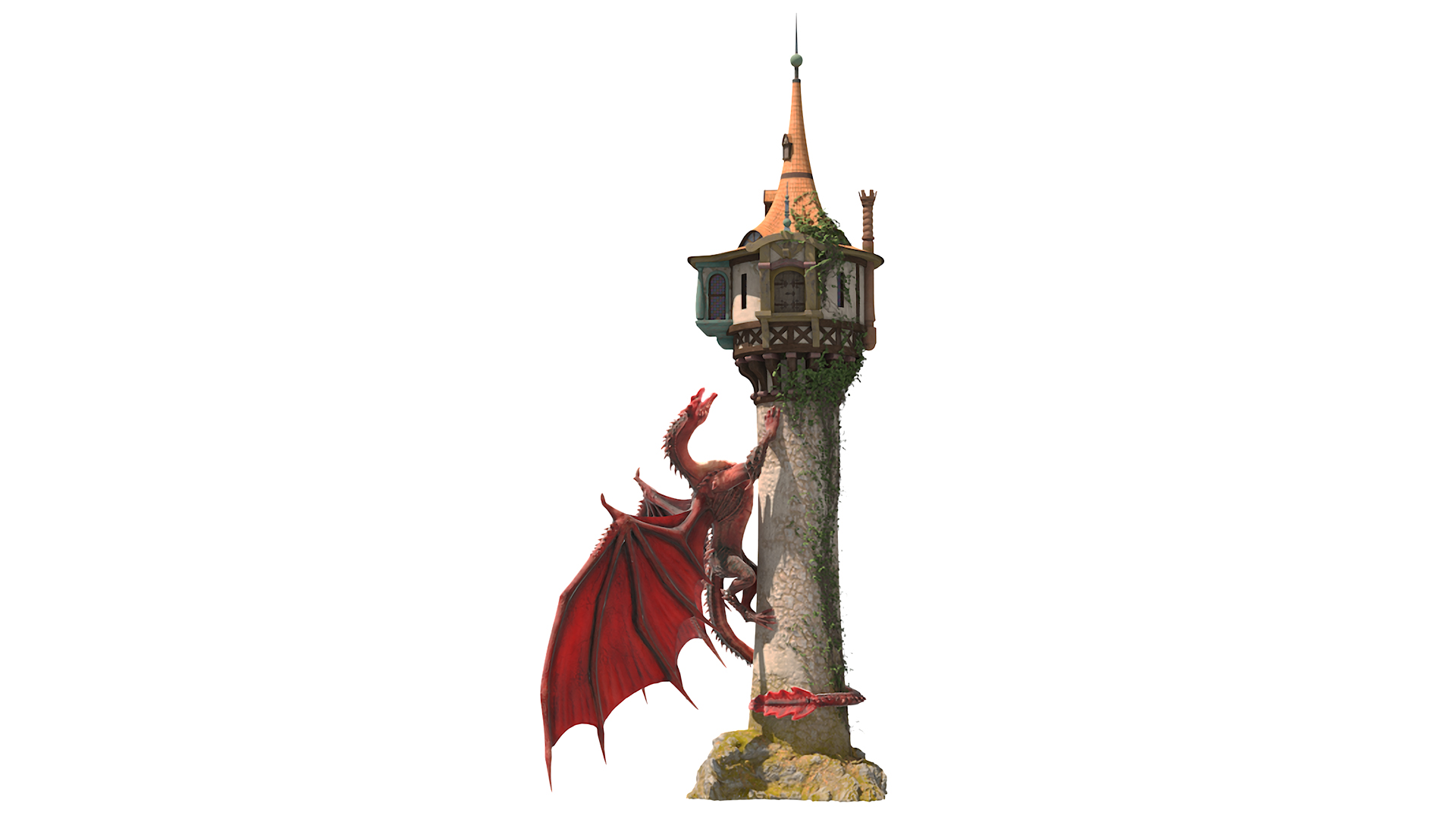 Fantastic Dragon and Rapunzel Castle Tower 3D