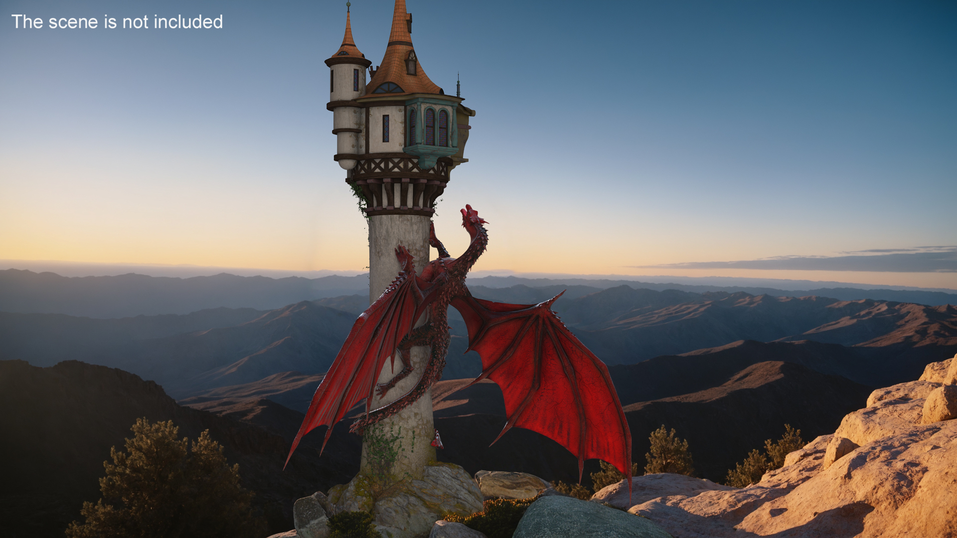 Fantastic Dragon and Rapunzel Castle Tower 3D