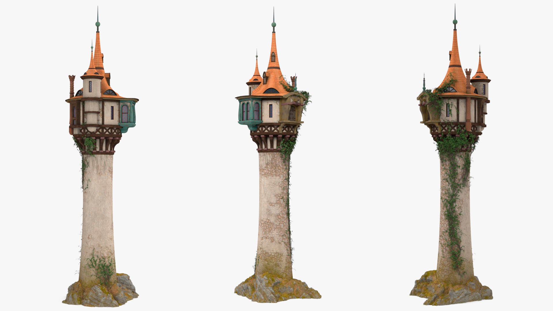 Fantastic Dragon and Rapunzel Castle Tower 3D