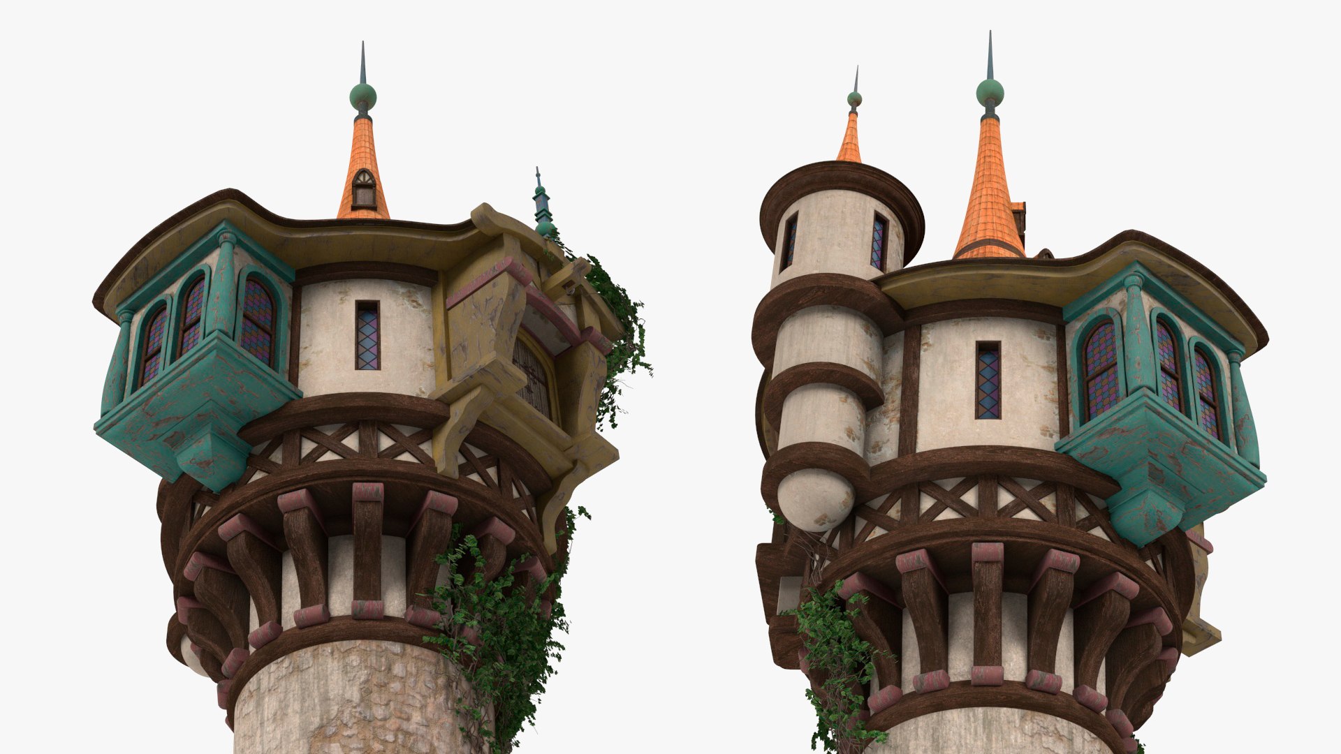Fantastic Dragon and Rapunzel Castle Tower 3D