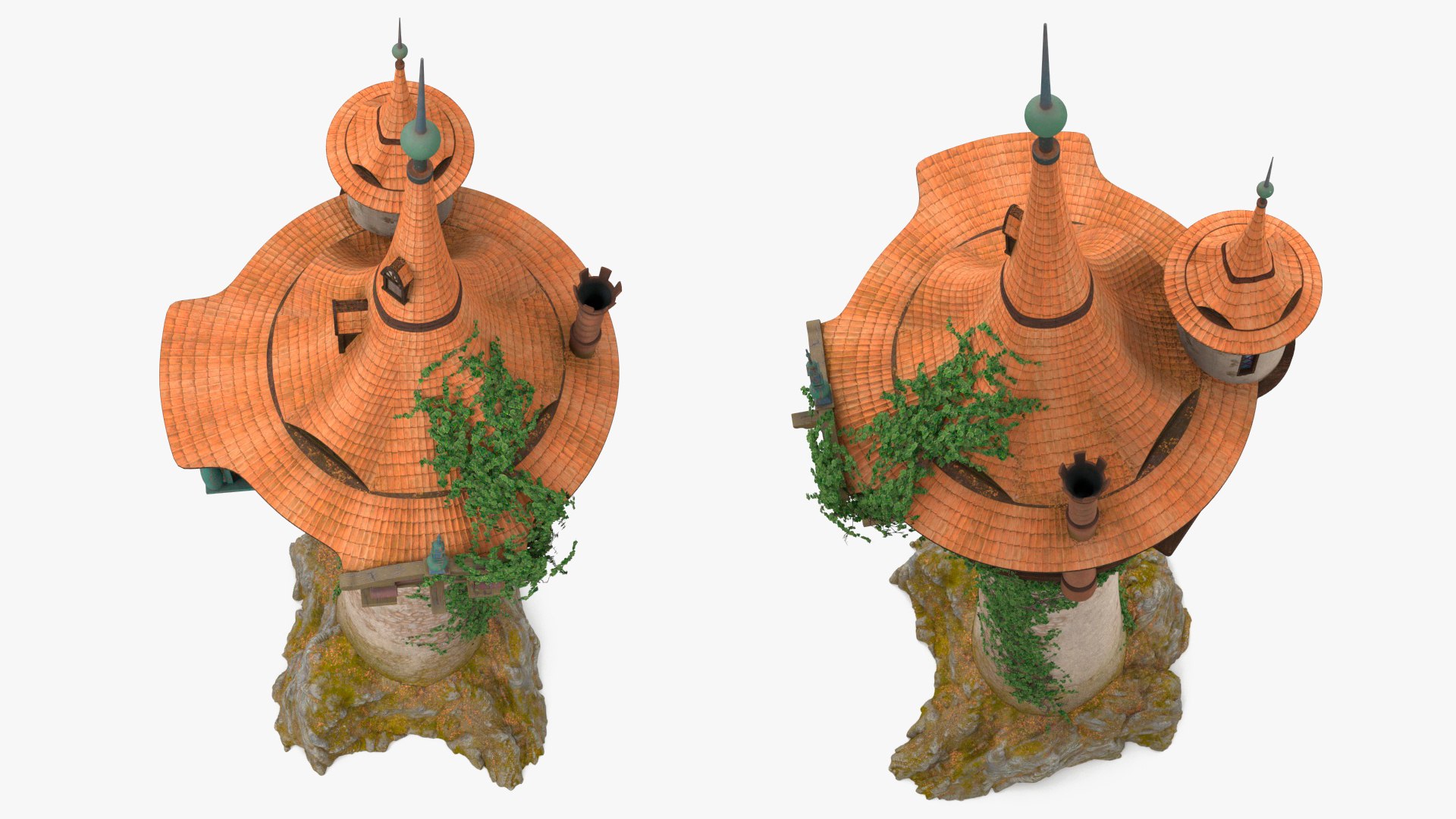 Fantastic Dragon and Rapunzel Castle Tower 3D