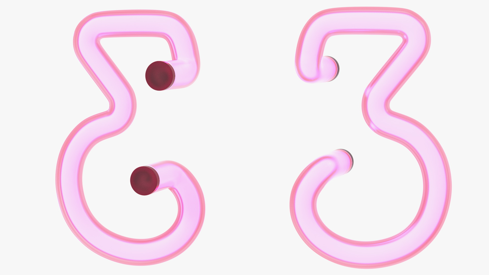 3D Glowing Neon Tube Light Digit 3