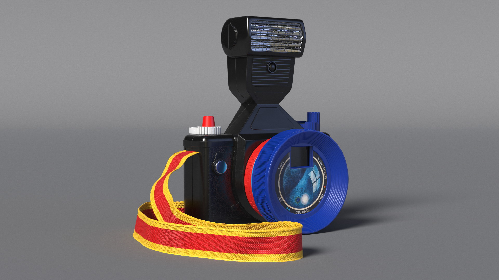 3D Vintage Toy Camera with Flash Fur model