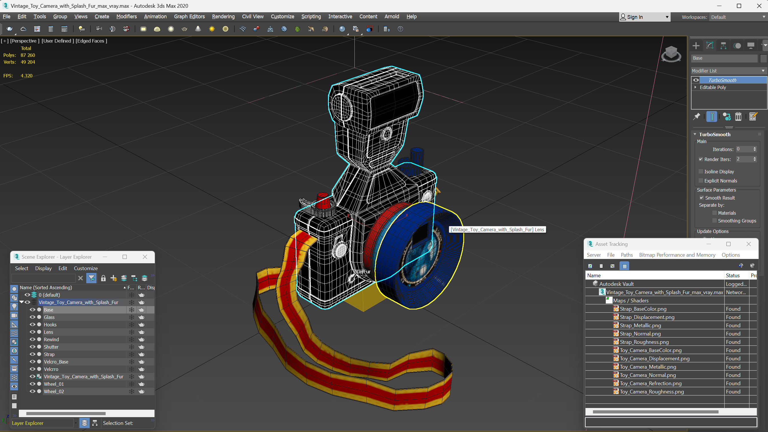 3D Vintage Toy Camera with Flash Fur model