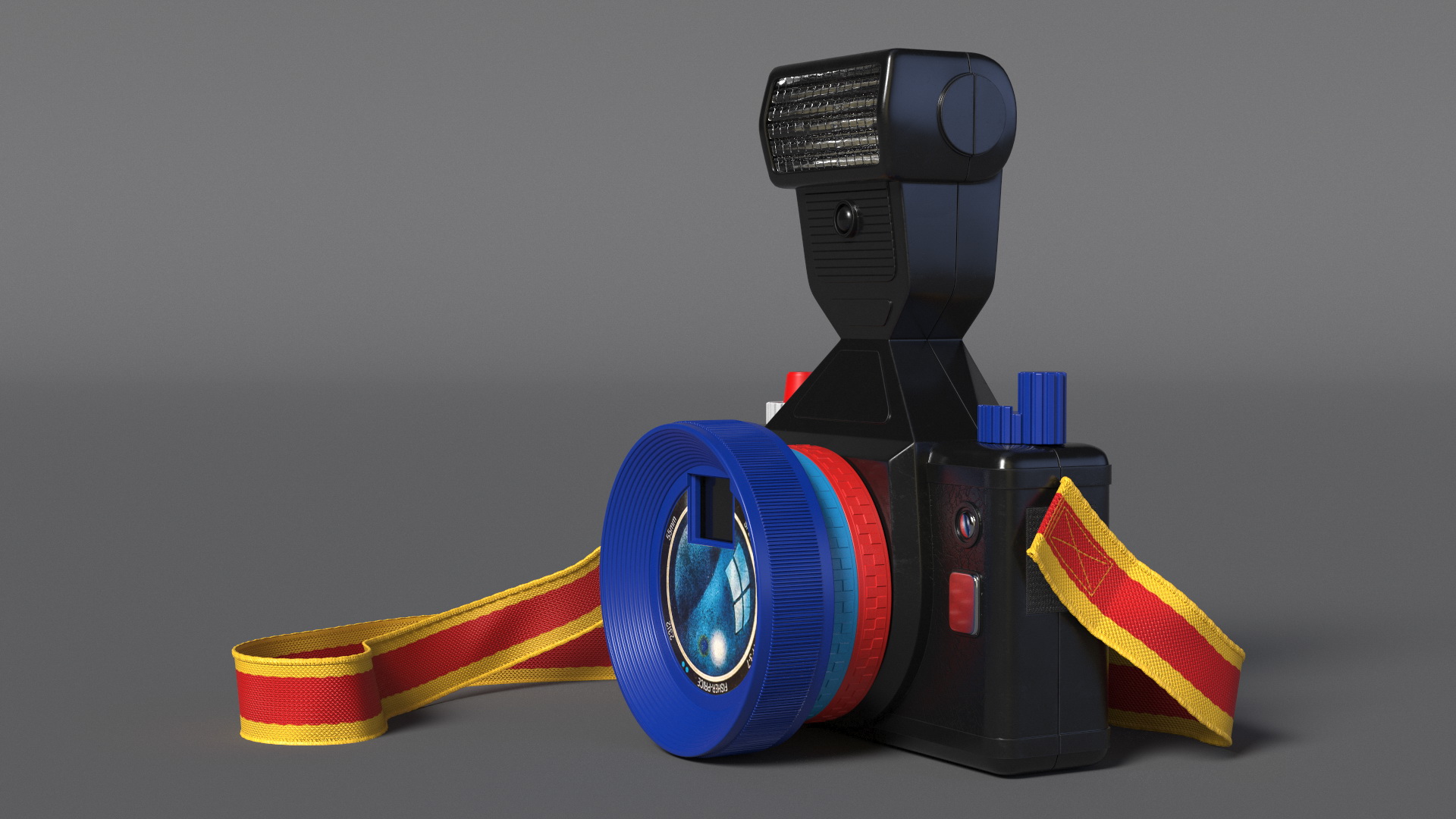 3D Vintage Toy Camera with Flash Fur model