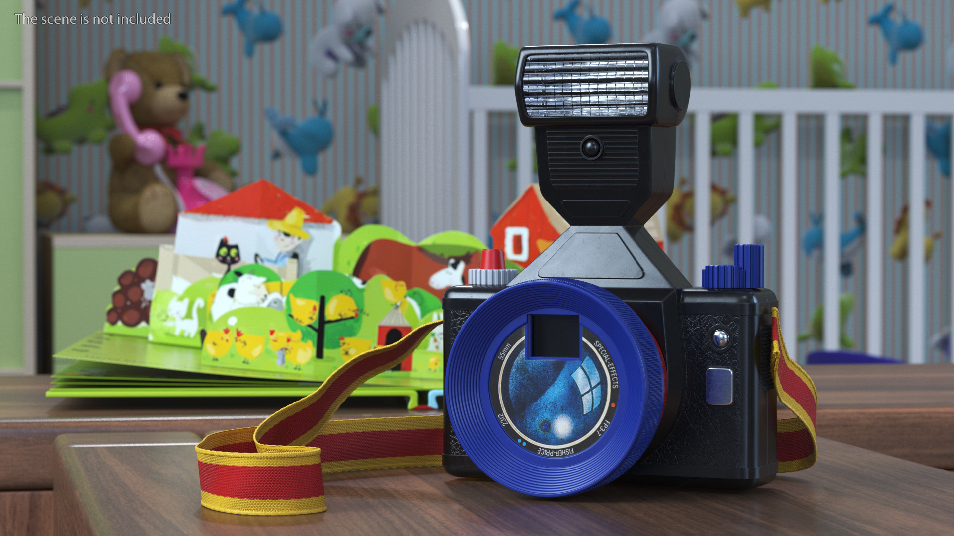 3D Vintage Toy Camera with Flash Fur model