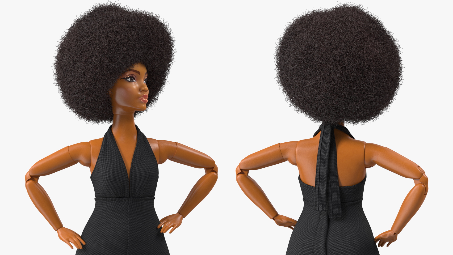 Barbie Looks Doll Elle GTD91 Standing Pose Dressed Fur 3D model