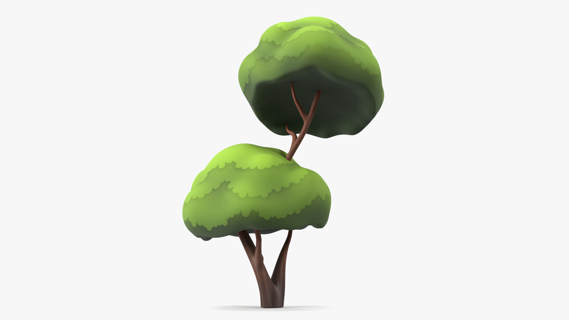 3D Two Branches Cartoon Tree Handpaint Texture model