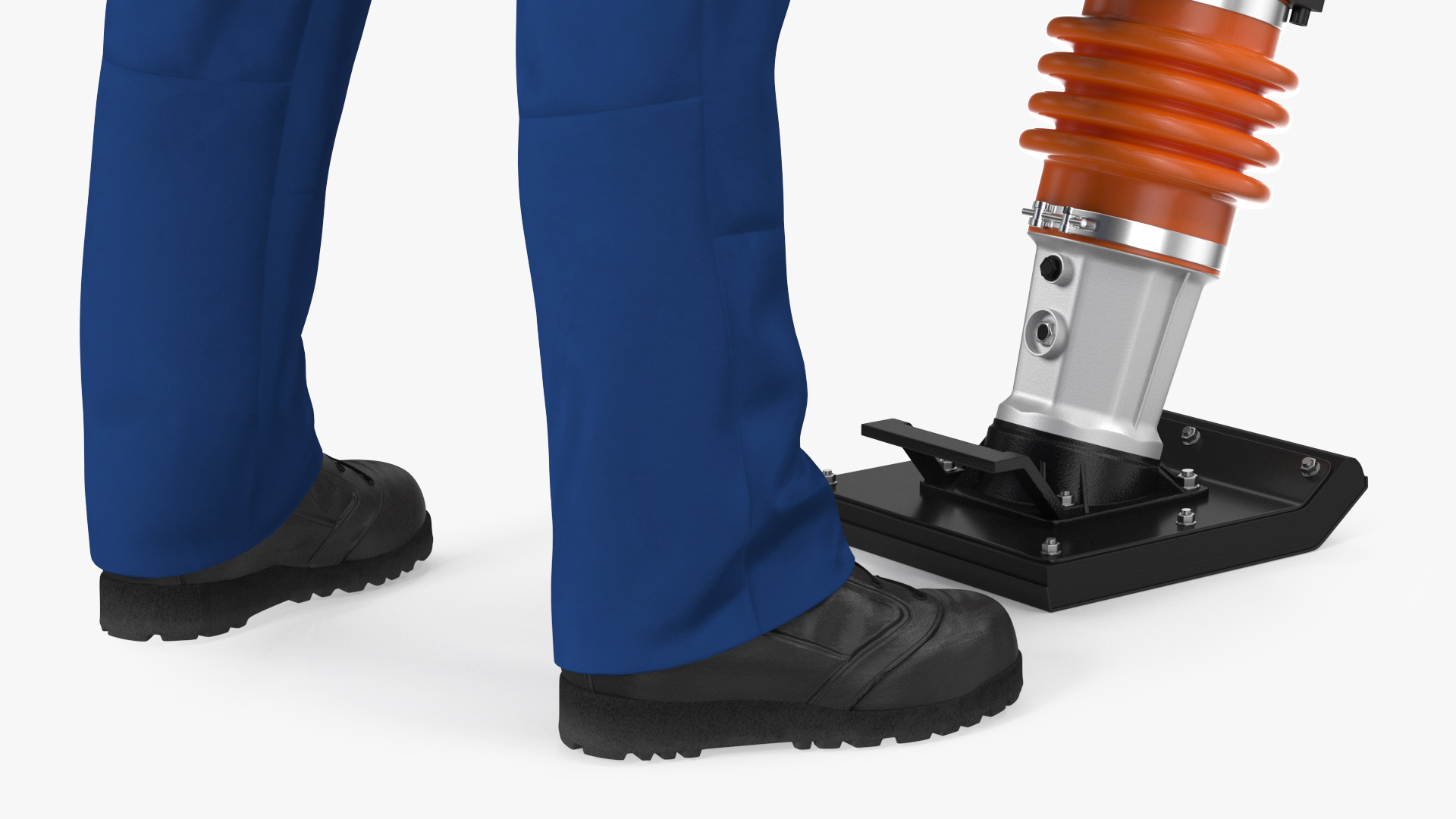 3D Construction Worker with WEN 56040 Tamping Rammer Rigged