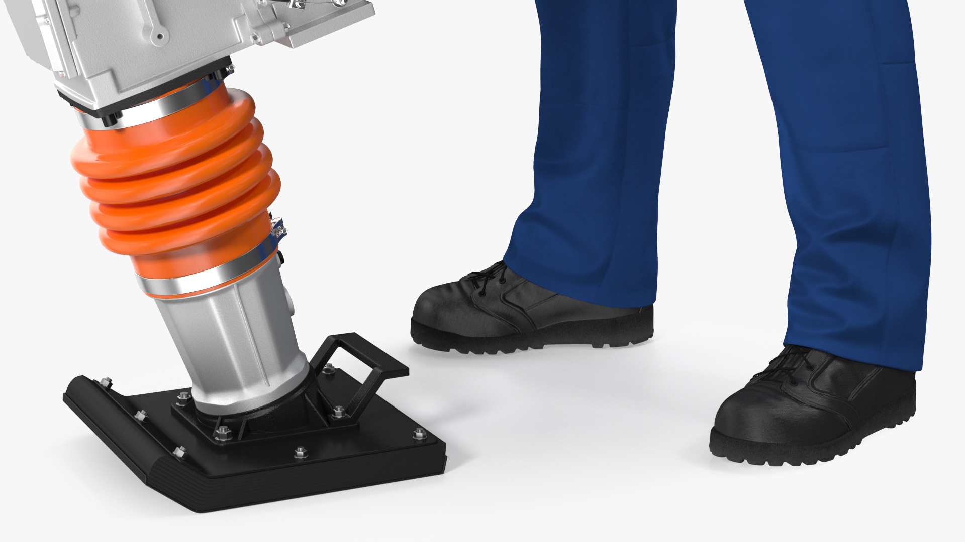 3D Construction Worker with WEN 56040 Tamping Rammer Rigged