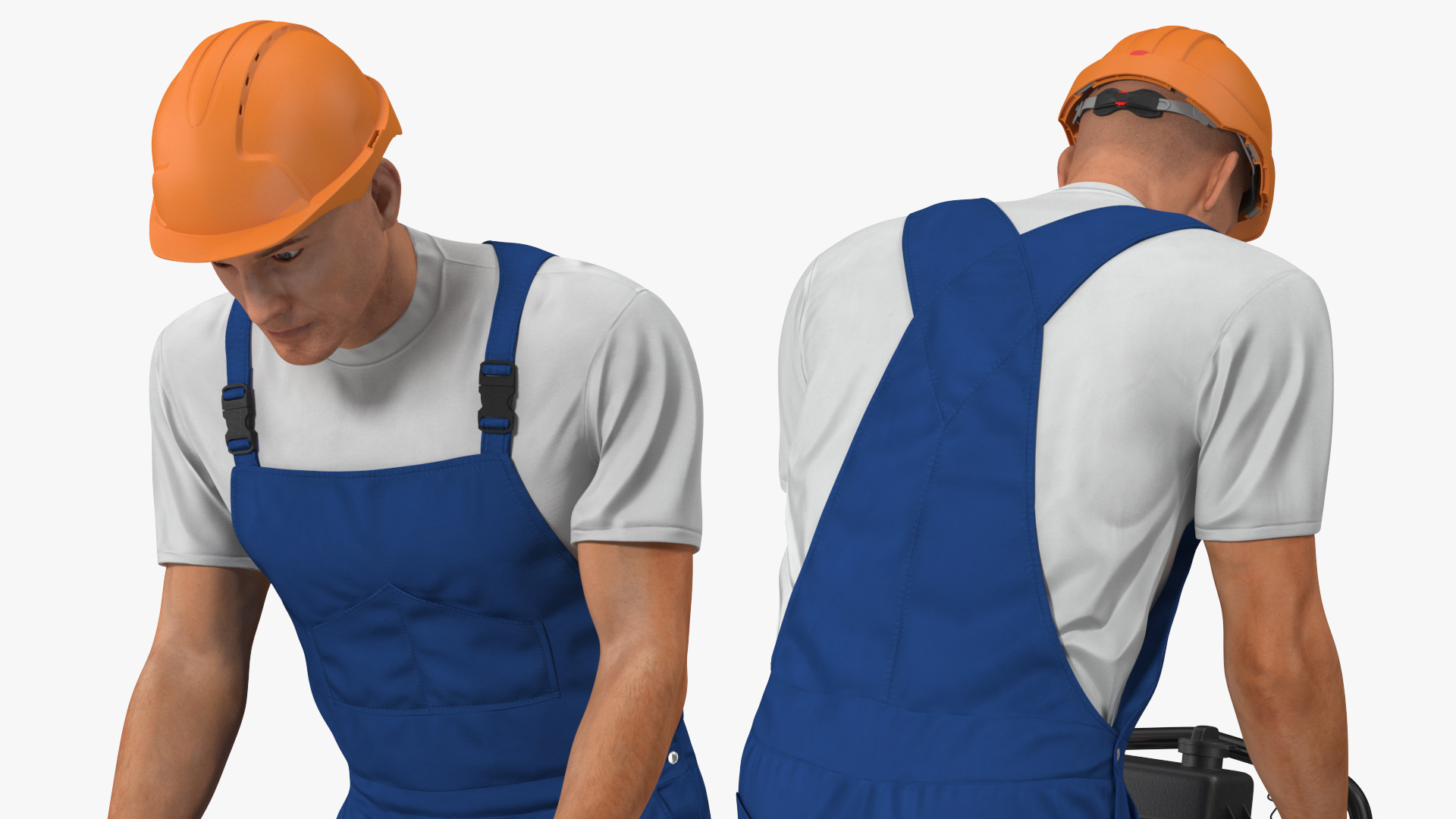 3D Construction Worker with WEN 56040 Tamping Rammer Rigged