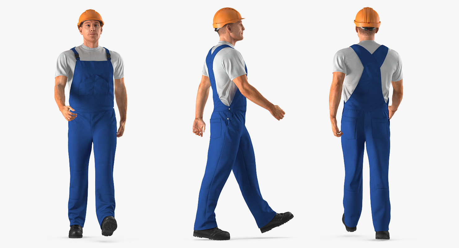 3D Construction Worker with WEN 56040 Tamping Rammer Rigged