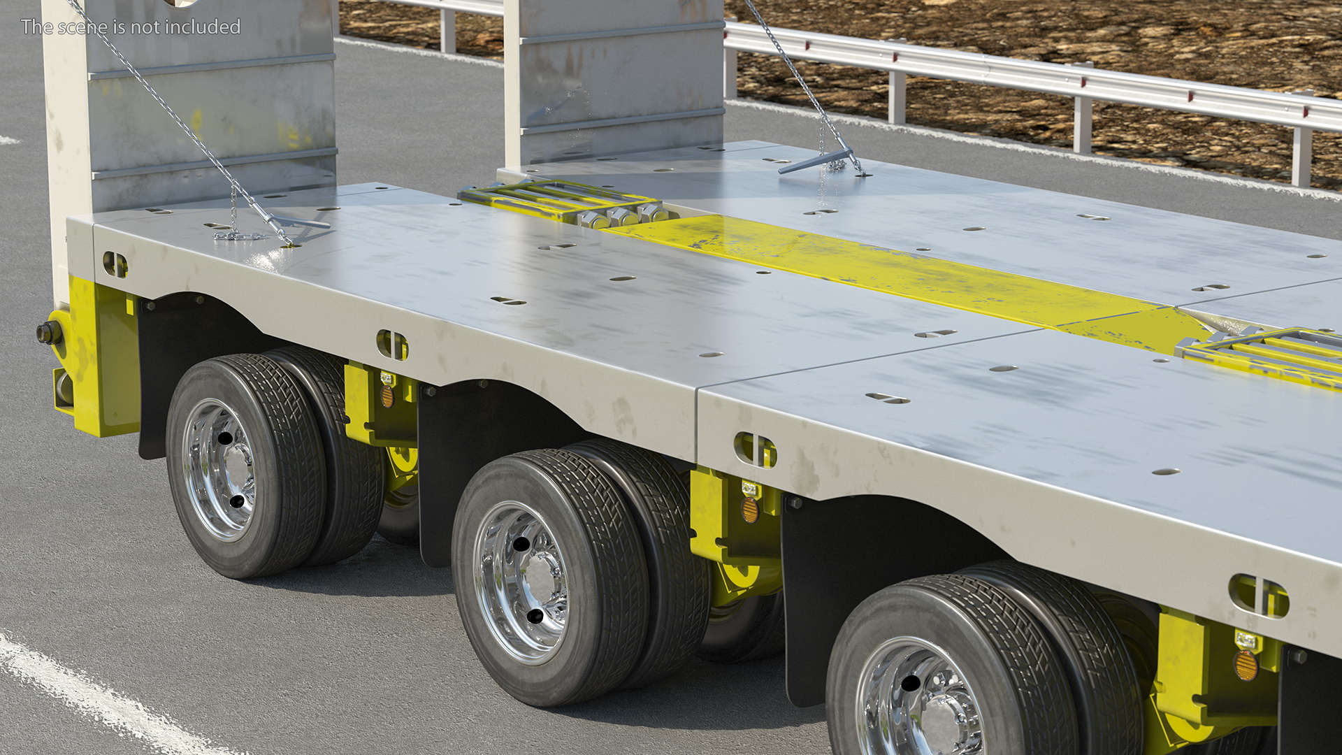 3D model Steerable Heavy Transport Trailer Rigged