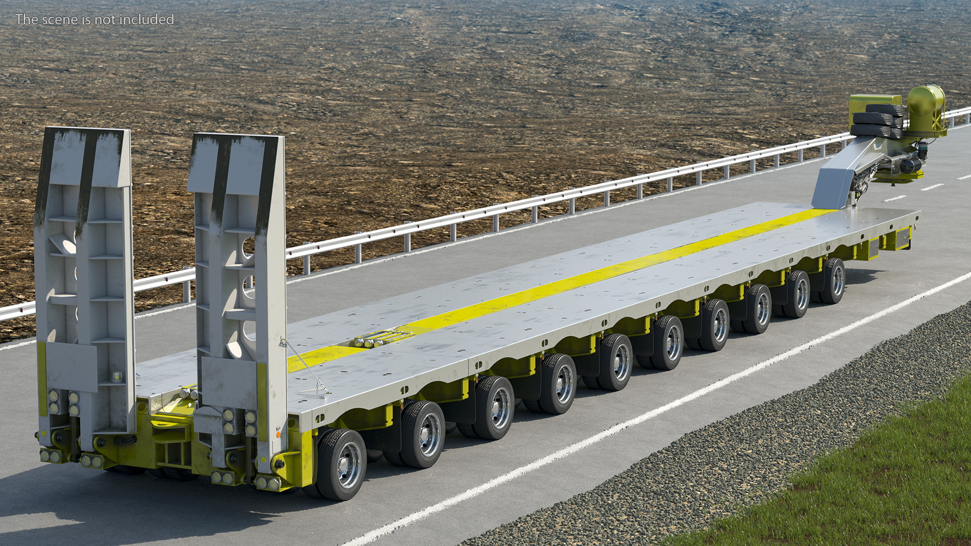 3D model Steerable Heavy Transport Trailer Rigged