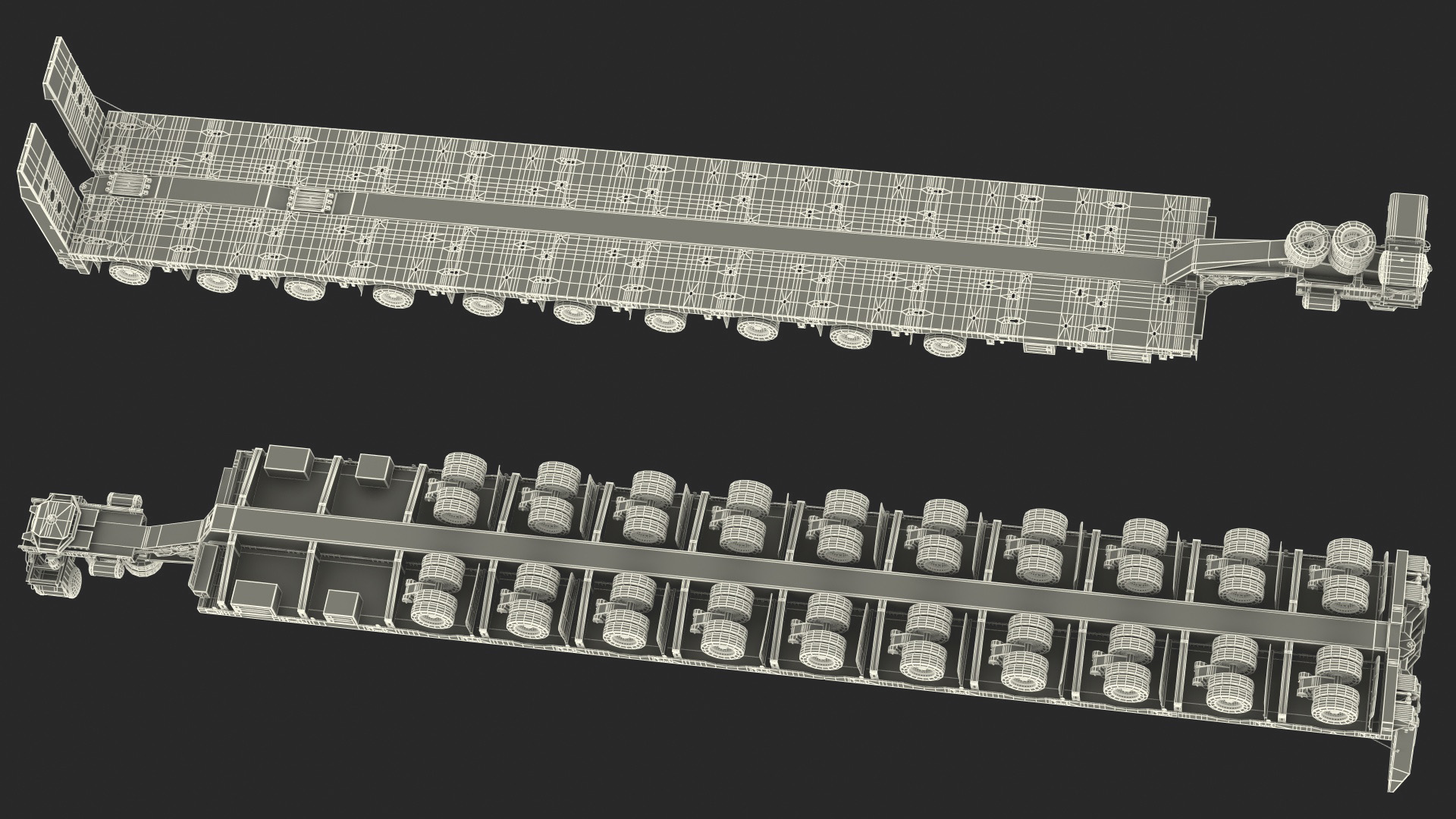 3D model Steerable Heavy Transport Trailer Rigged