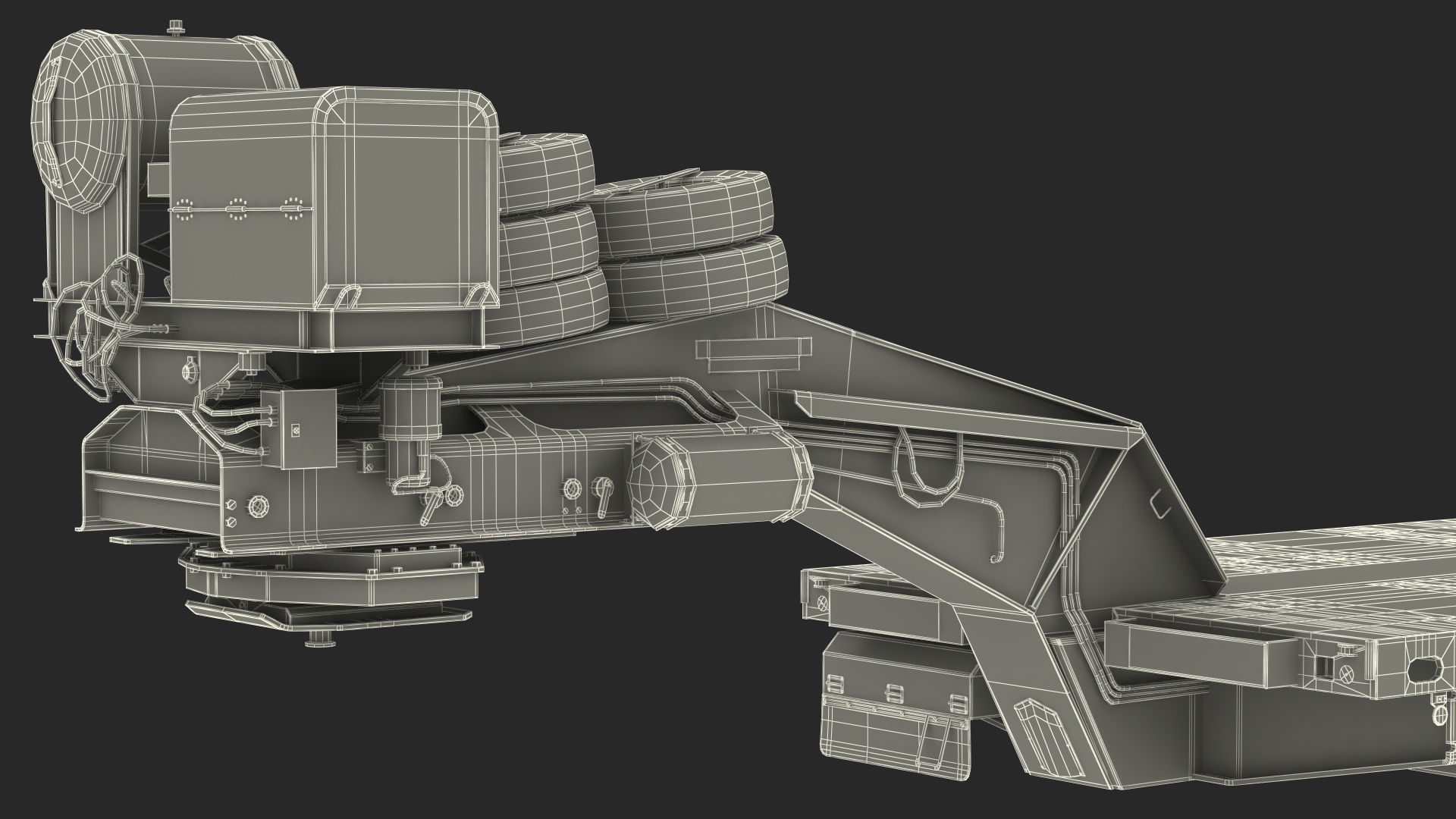 3D model Steerable Heavy Transport Trailer Rigged