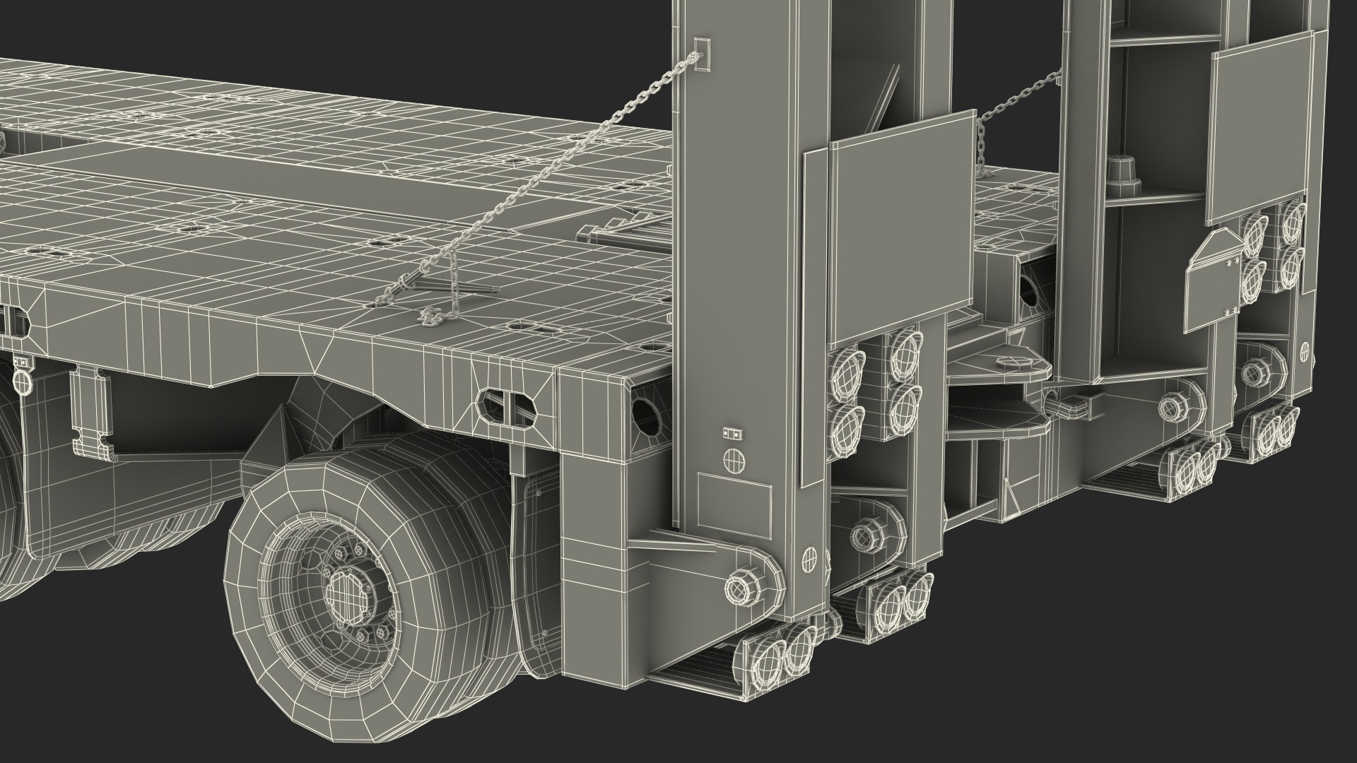 3D model Steerable Heavy Transport Trailer Rigged