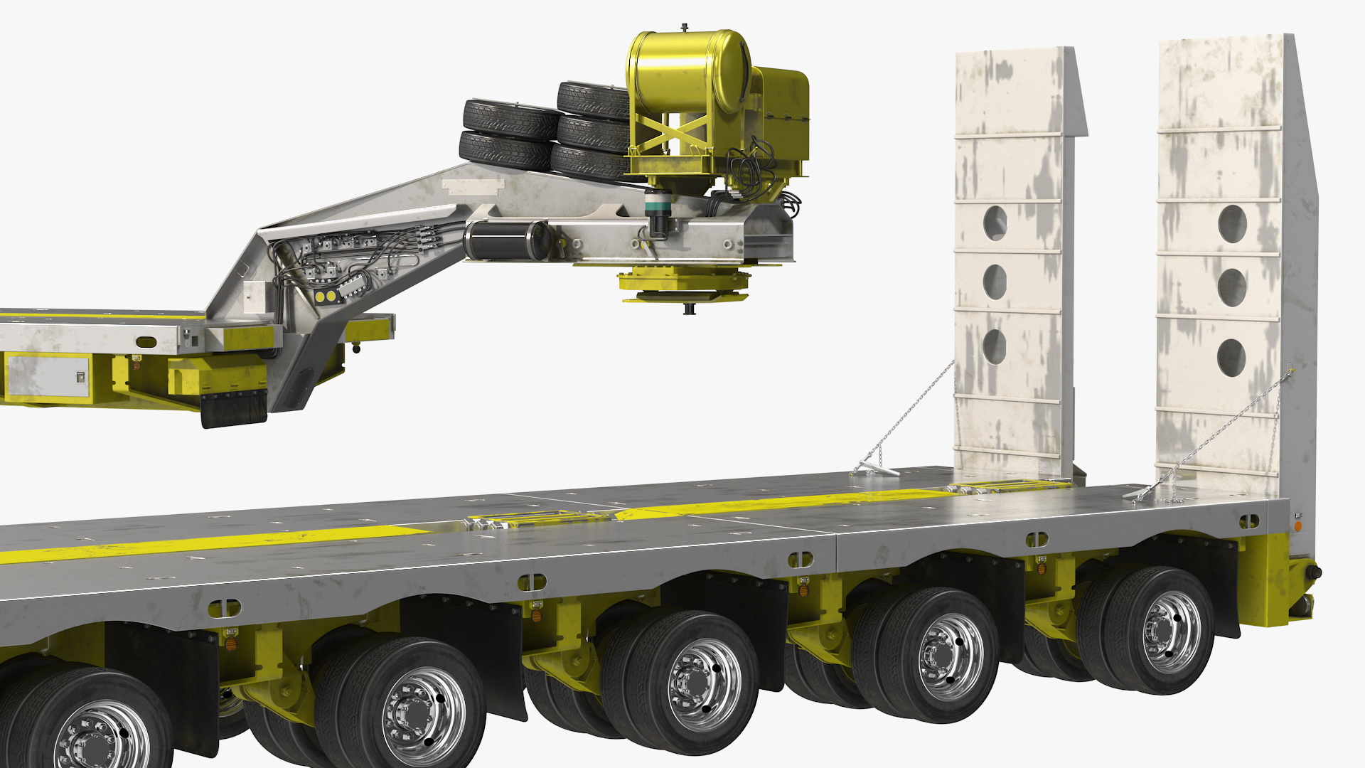 3D model Steerable Heavy Transport Trailer Rigged