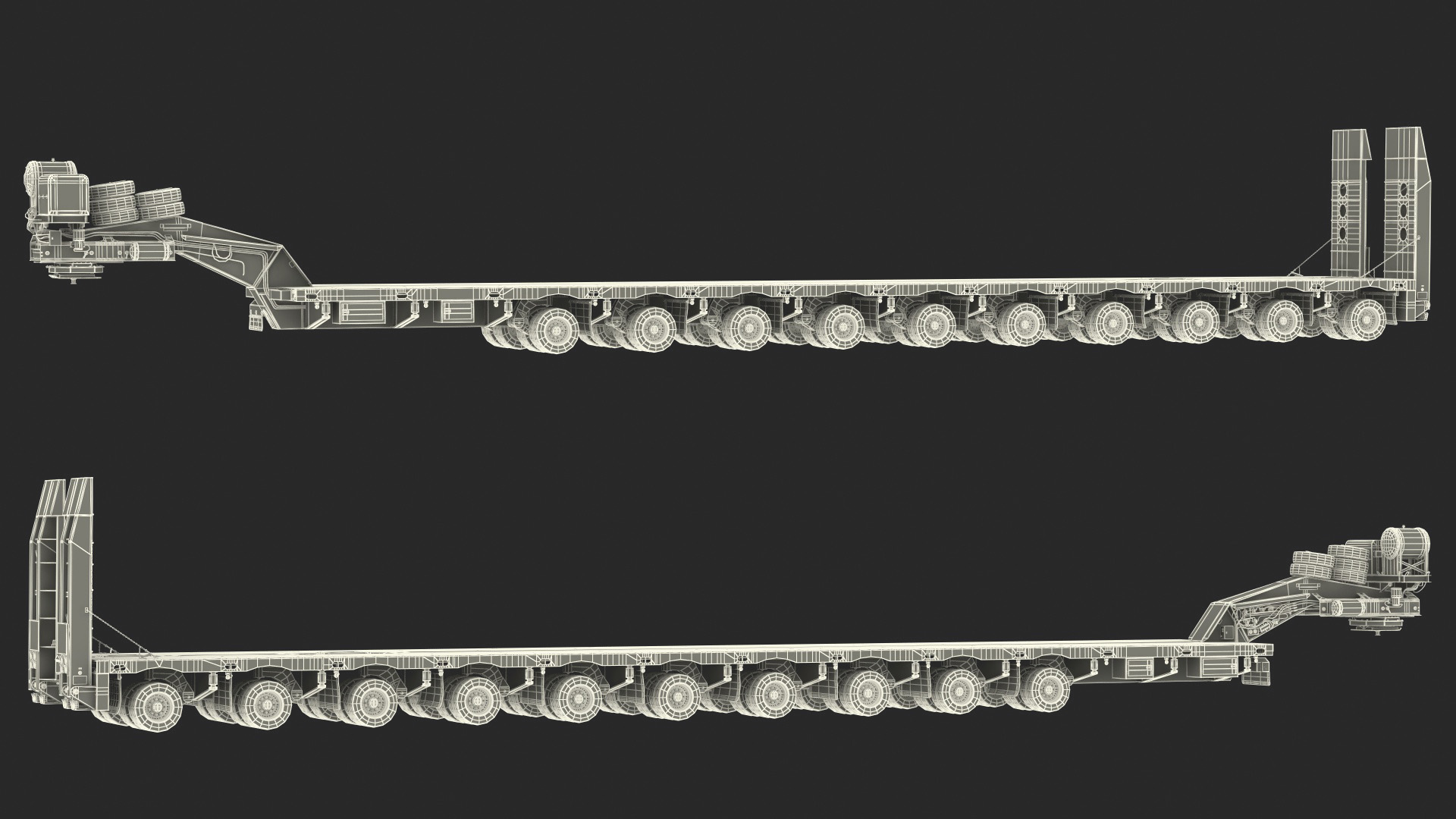 3D model Steerable Heavy Transport Trailer Rigged