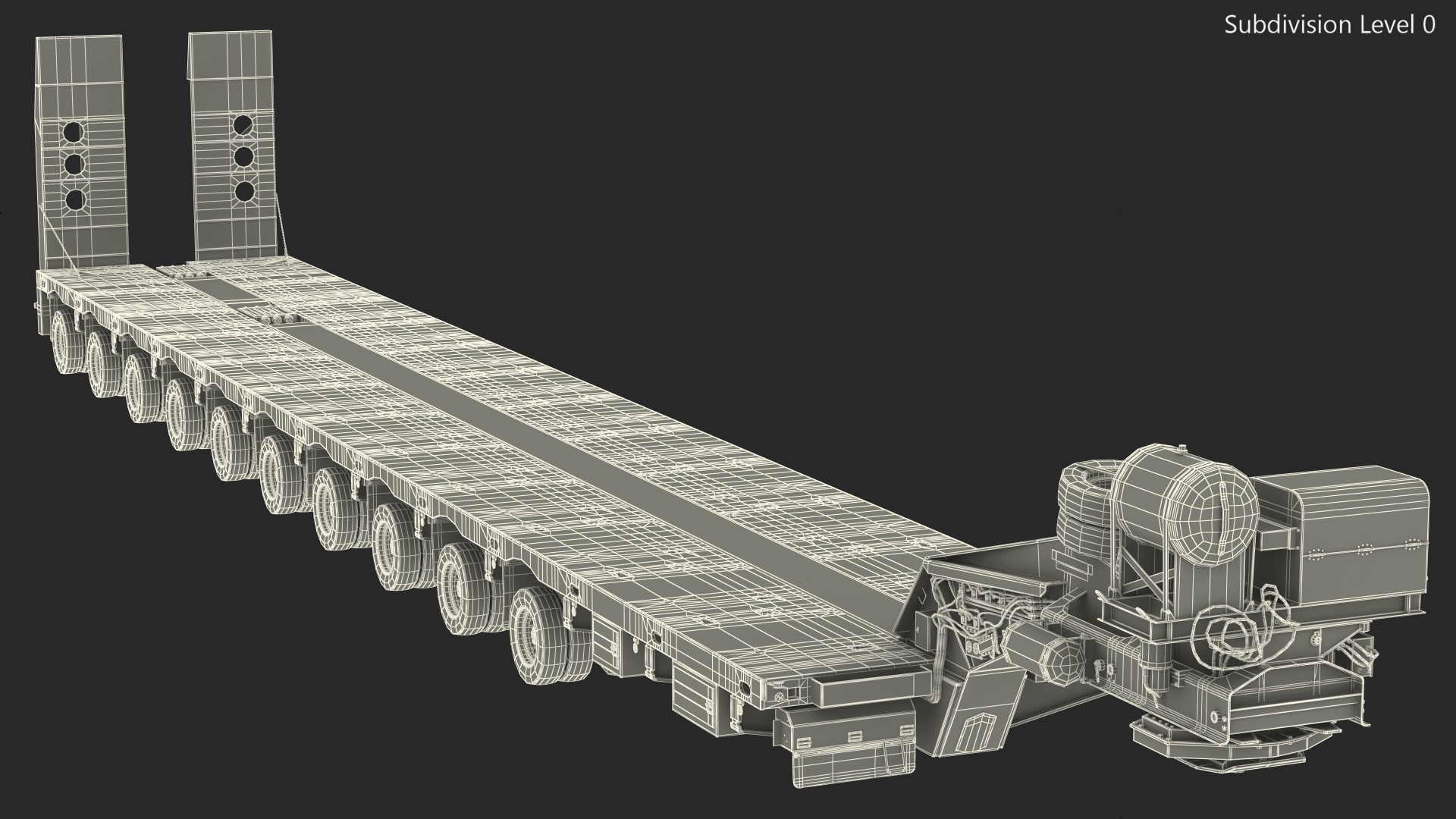 3D model Steerable Heavy Transport Trailer Rigged