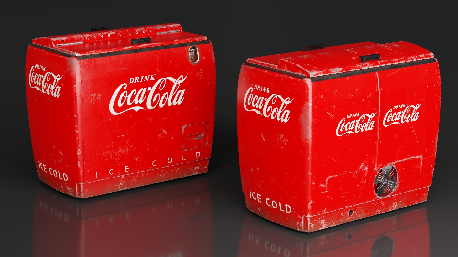 3D Old Refrigerator Coca Cola