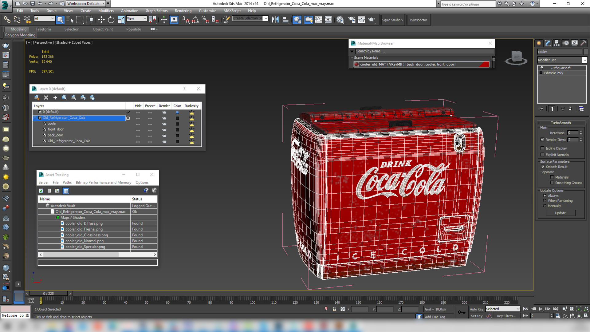 3D Old Refrigerator Coca Cola