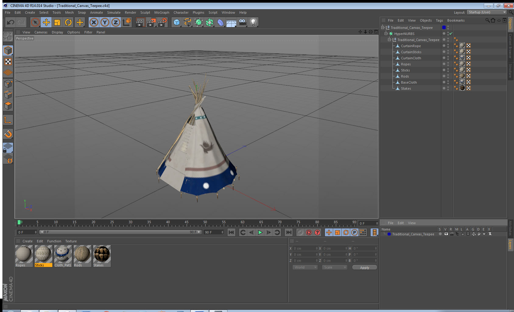3D model Traditional Canvas Teepee