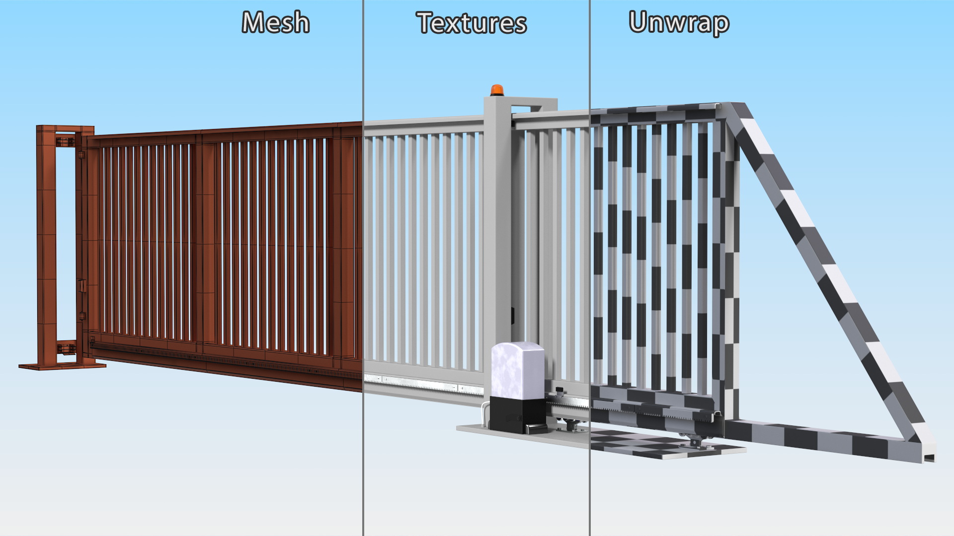 Industrial Sliding Gates Grey 3D model
