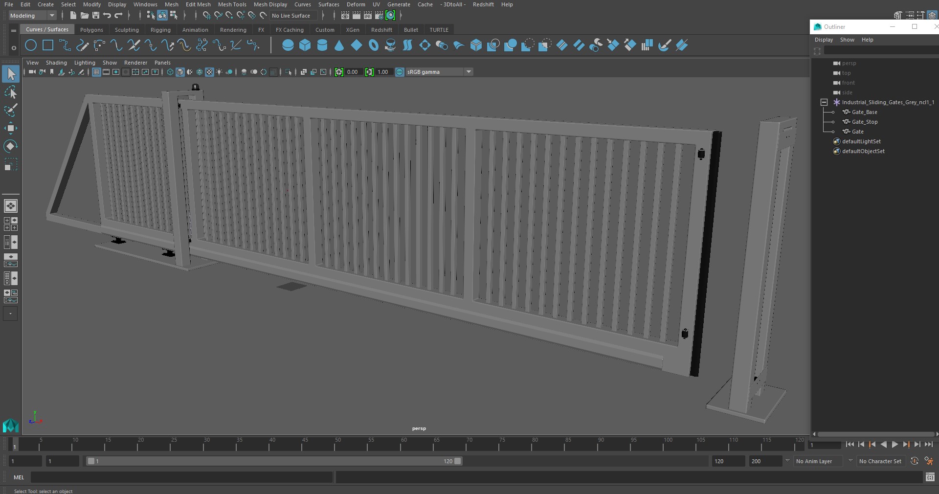 Industrial Sliding Gates Grey 3D model