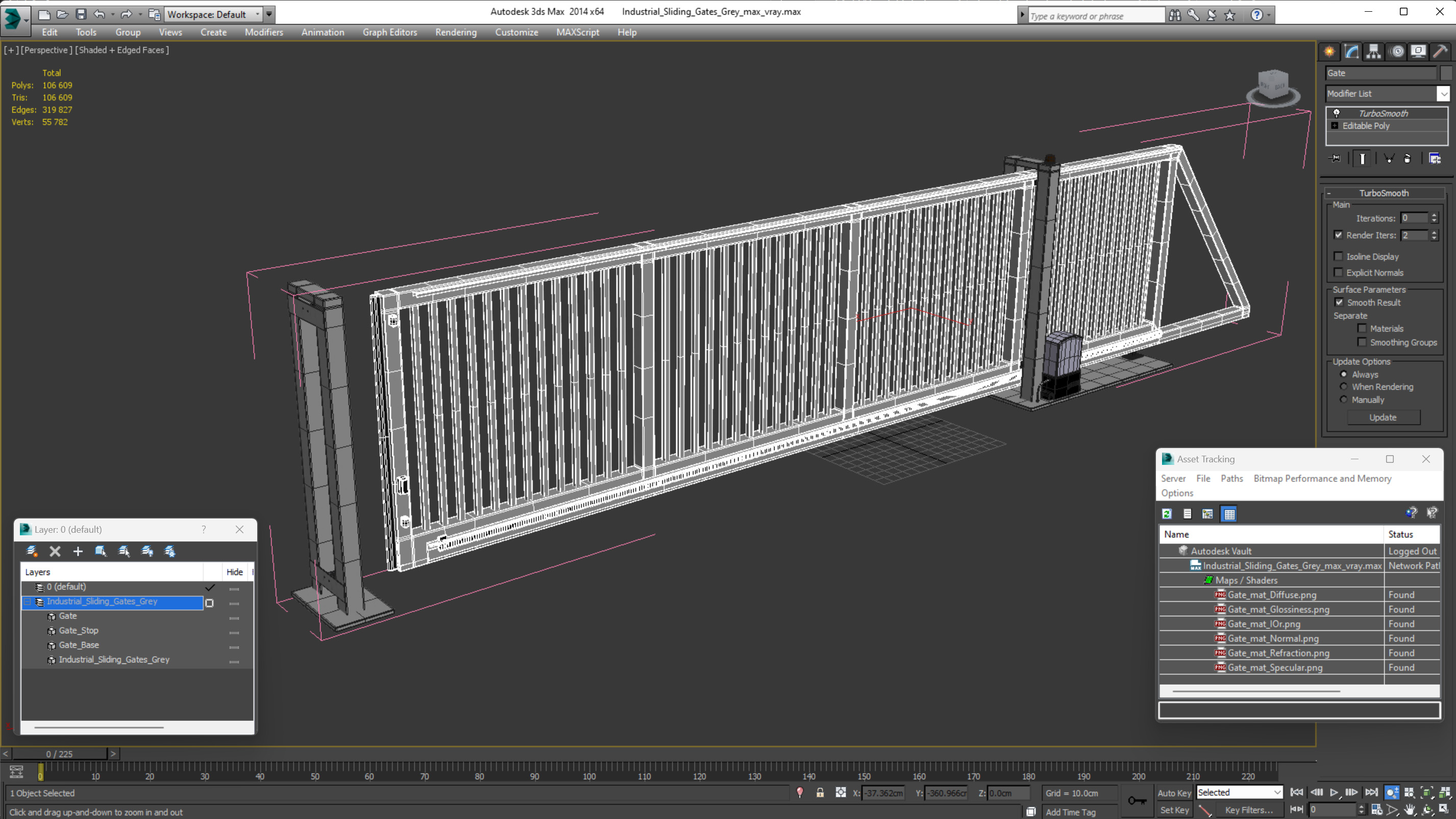 Industrial Sliding Gates Grey 3D model